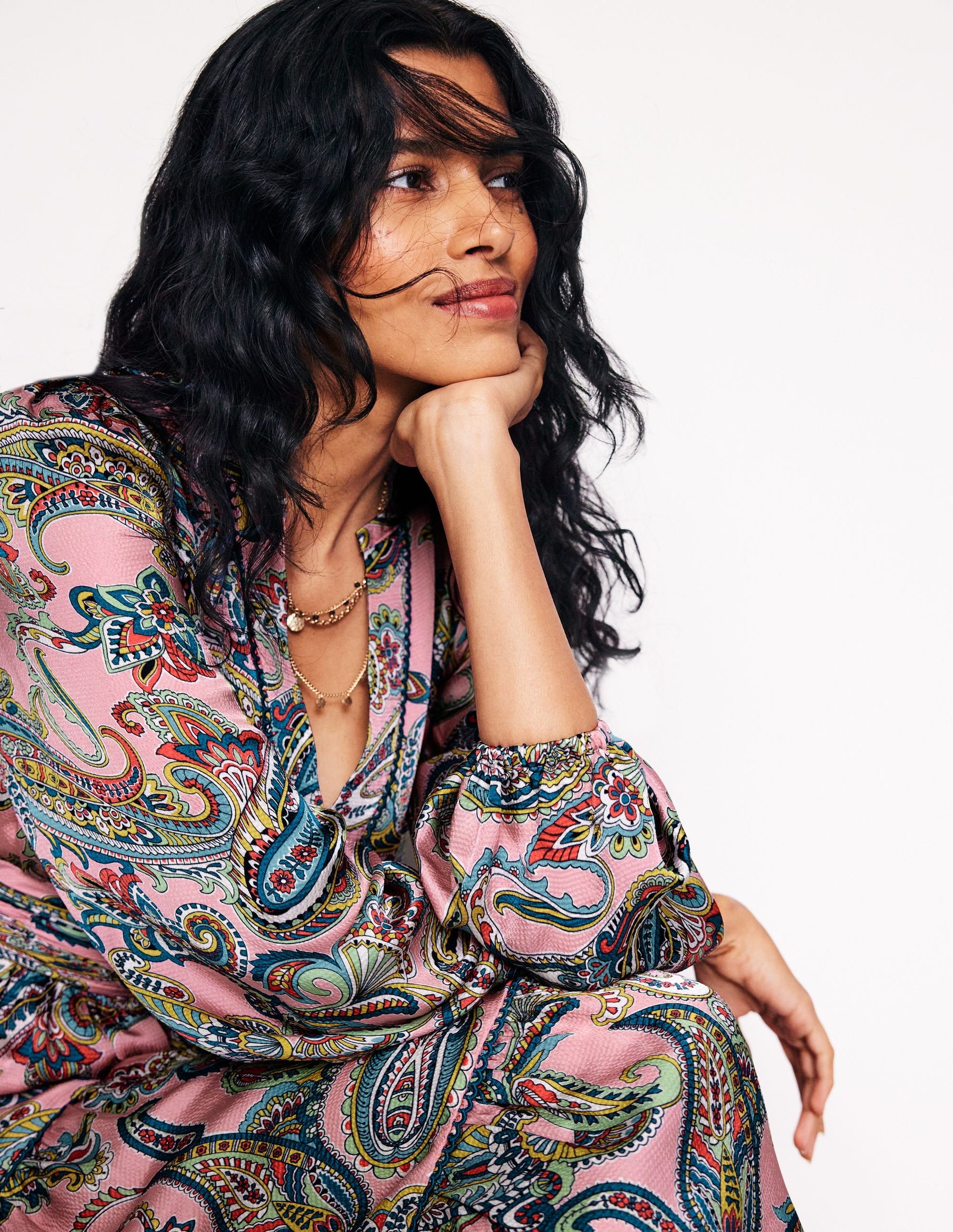 Pippa Satin Maxi Dress-Charm Pink, Opulent Paisley-2