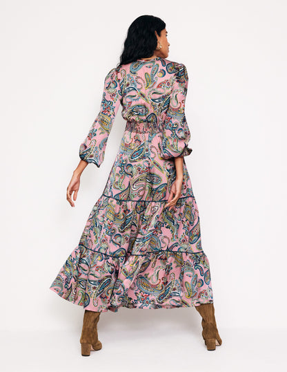 Pippa Satin Maxi Dress-Charm Pink, Opulent Paisley-3