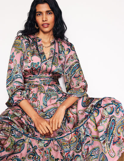 Pippa Satin Maxi Dress-Charm Pink, Opulent Paisley-4