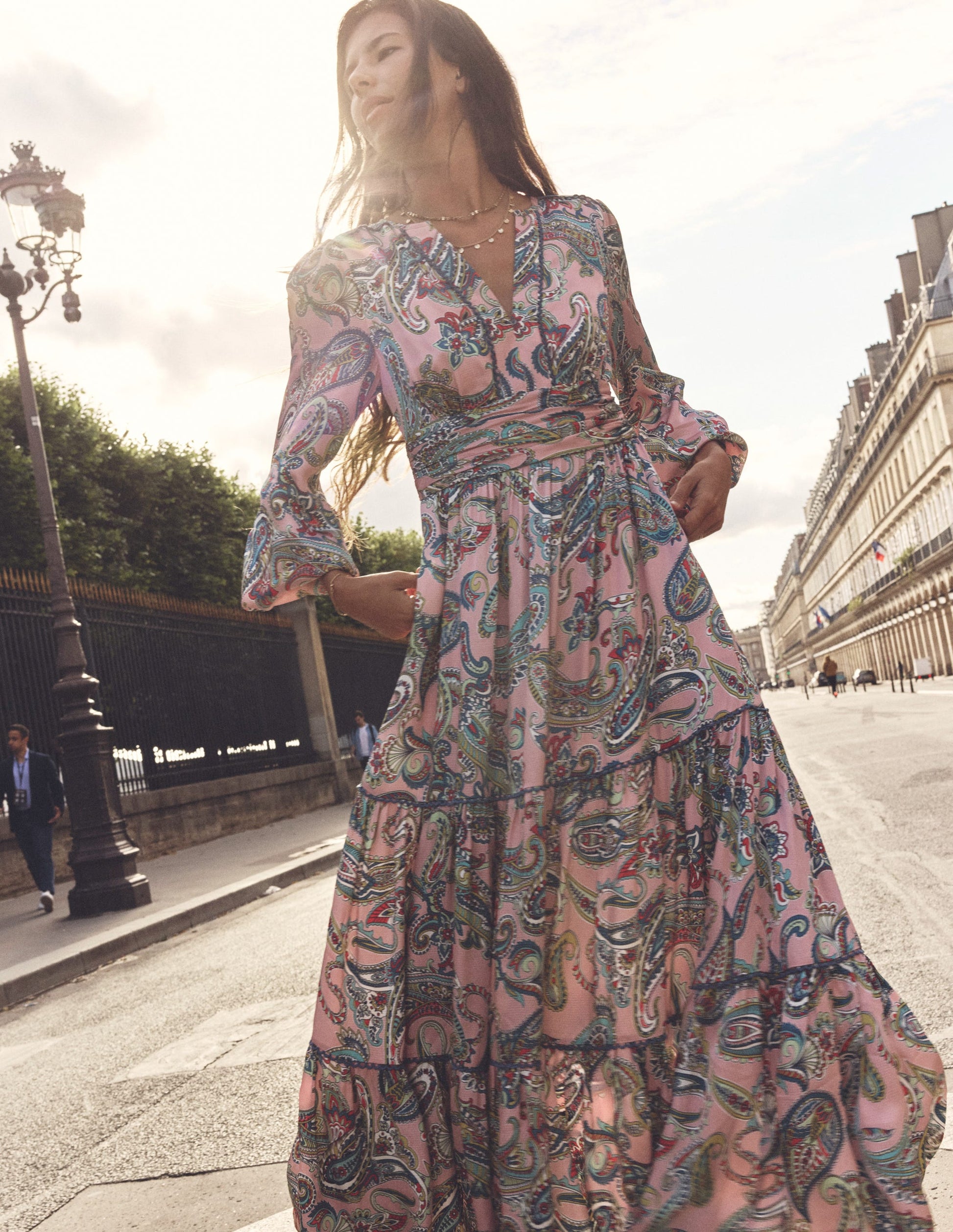 Pippa Satin Maxi Dress-Charm Pink, Opulent Paisley-5