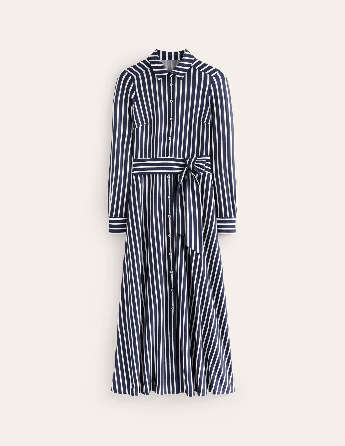 Marcia Jersey Shirt Dress-Navy, Ivory Stripe