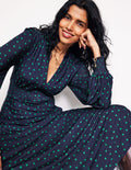 Georgia Jersey Midi Dress-Navy, Sparse Spot