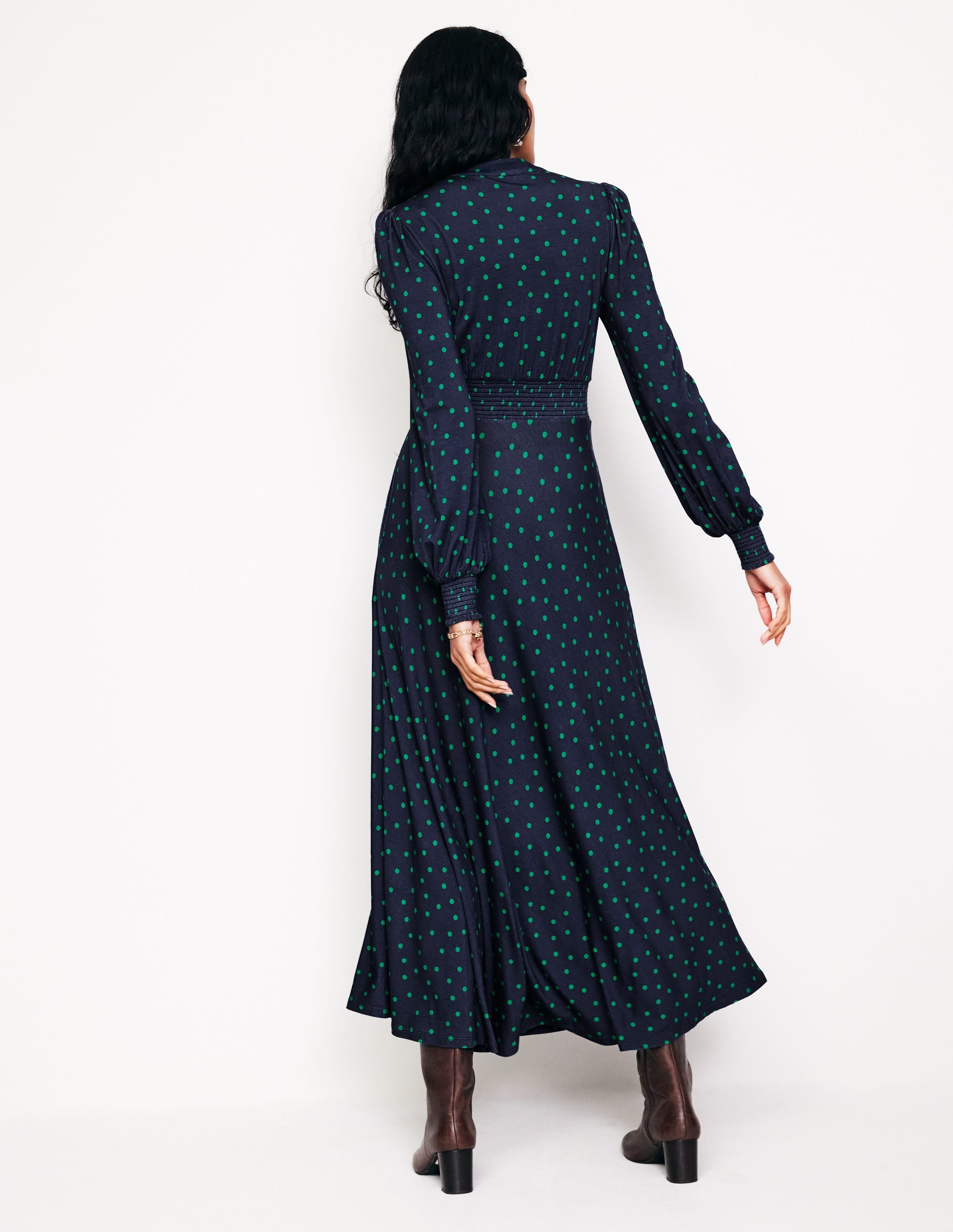 Georgia Jersey Midi Dress-Navy, Sparse Spot - Image 4