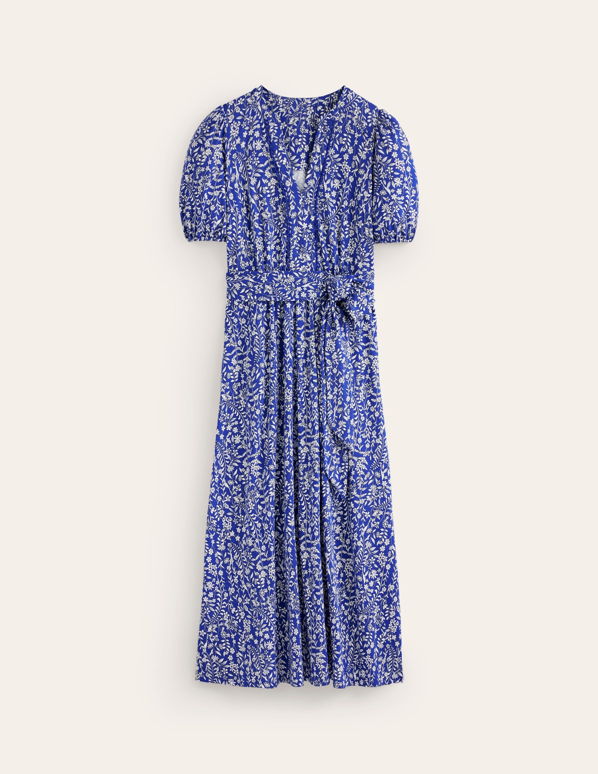Sofia Trim Jersey Midi Dress-Sapphire Blue, Foliage Bud - Image 6