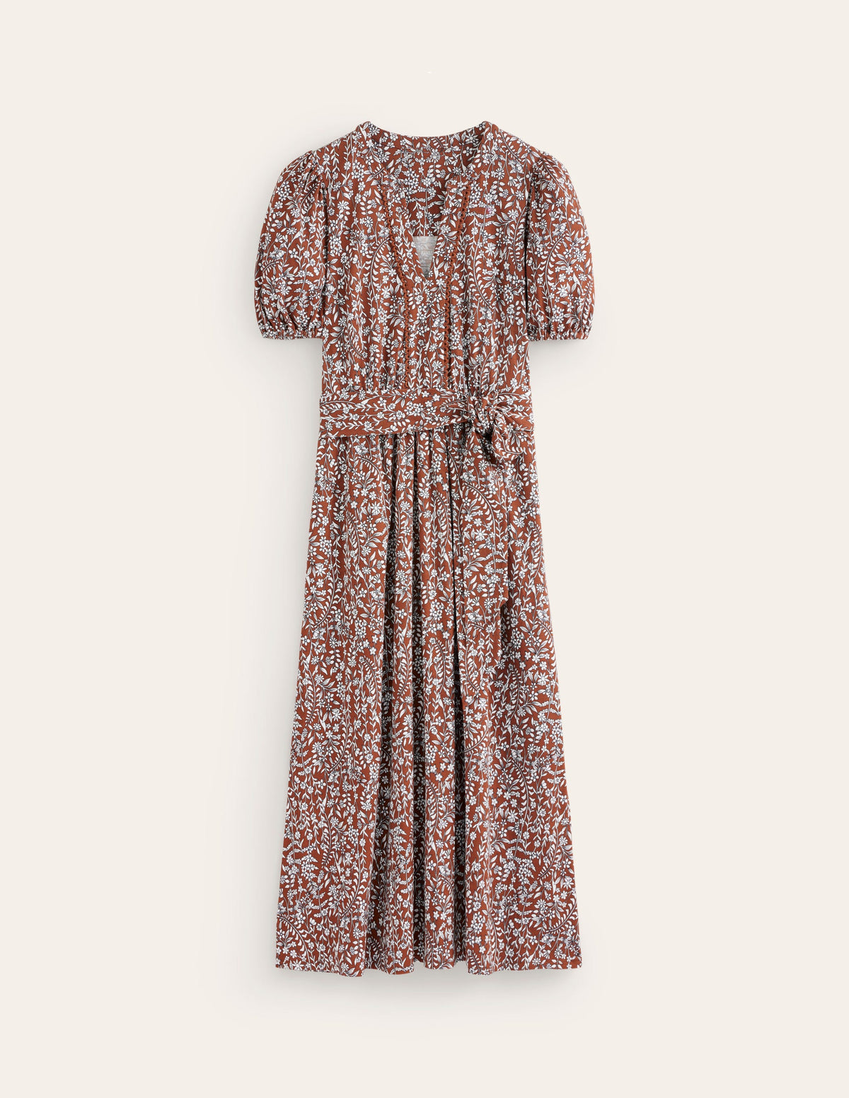 Sofia Trim Jersey Midi Dress-Autumn Brown, Foliage Bud-5