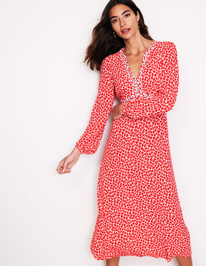 Imelda Border Print Midi Dress-High Risk Red, Clover Whirl-1