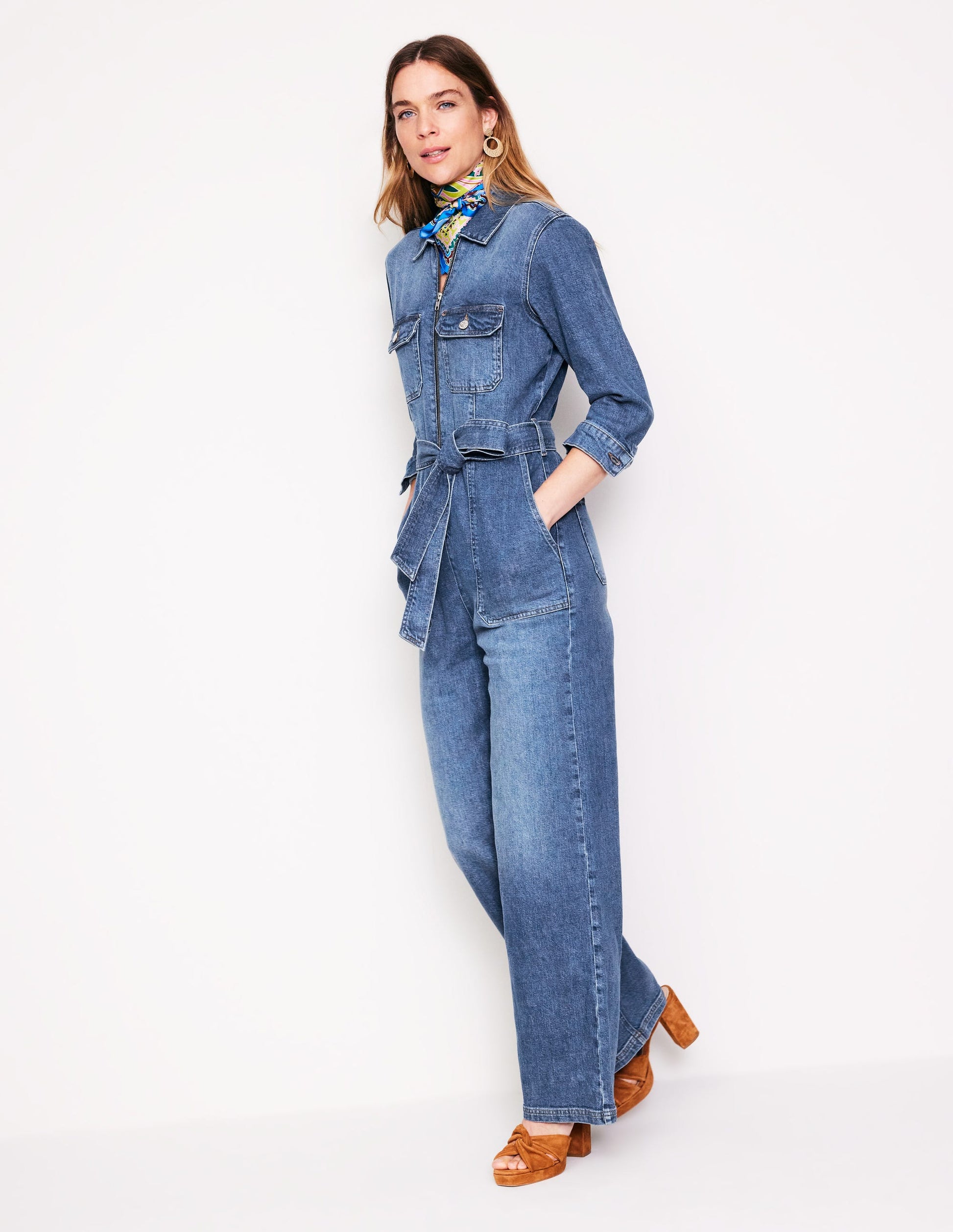 Denim Utility Jumpsuit-Mid Vintage-2