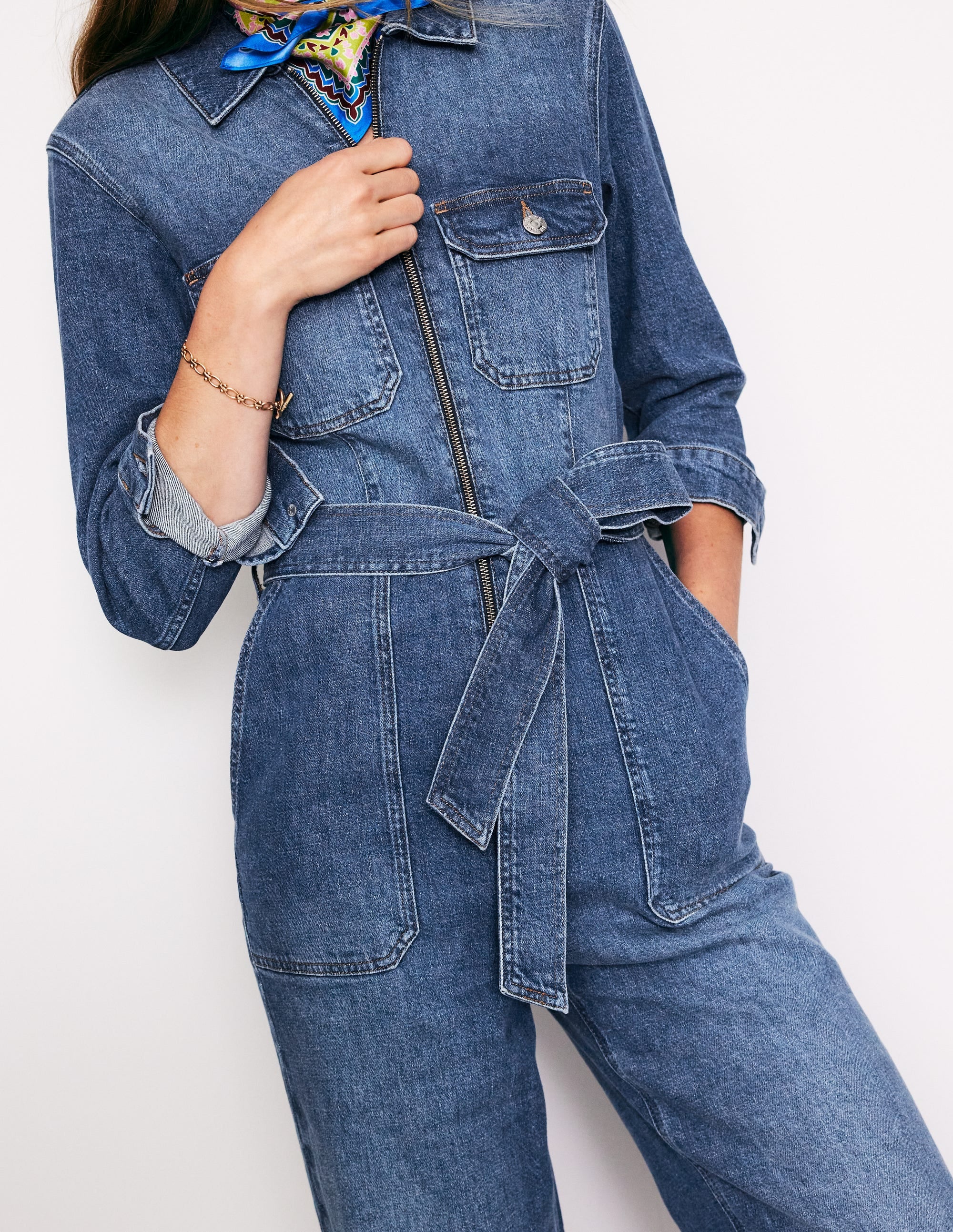 Denim Utility Jumpsuit-Mid Vintage - Image 3
