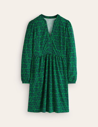 Naomi Relaxed Jersey Dress-Rich Emerald, Dandelion Sprig-5