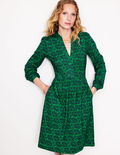 Naomi Relaxed Jersey Dress-Rich Emerald, Dandelion Sprig-1