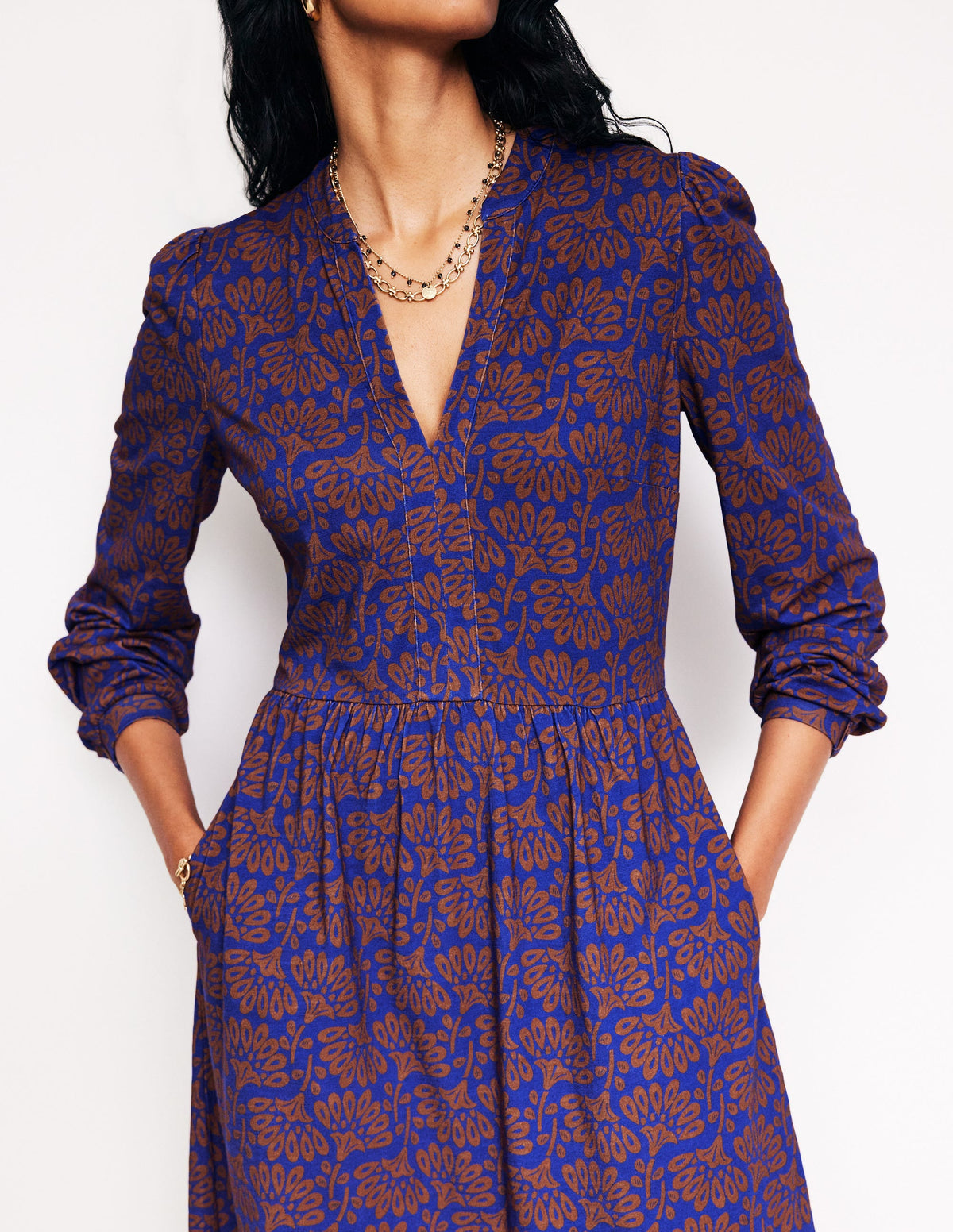 Naomi Relaxed Jersey Dress-Gingerbread, Dandelion Sprig-2