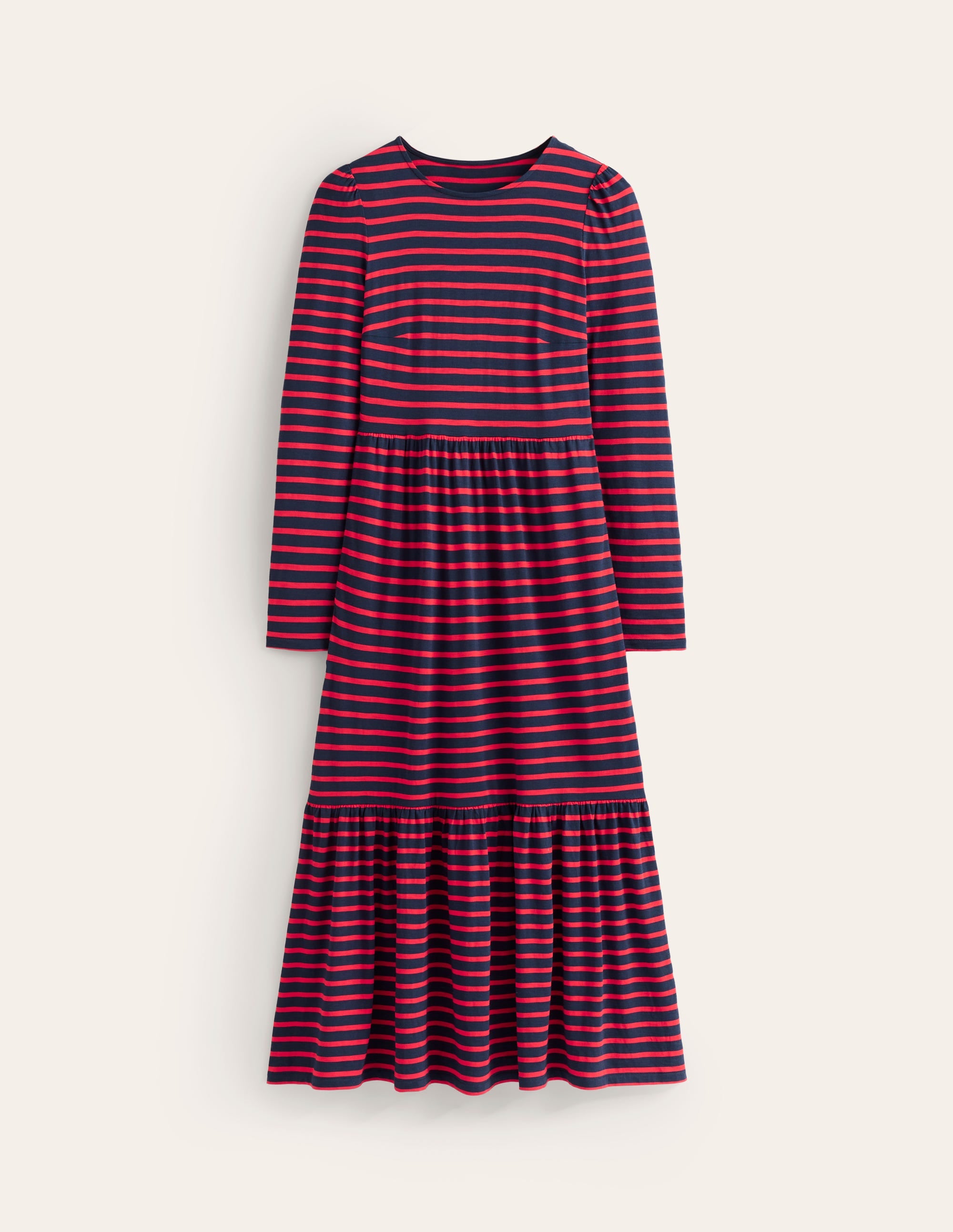 Emma Long Sleeve Jersey Dress-Navy, Rouge Stripe - Image 5