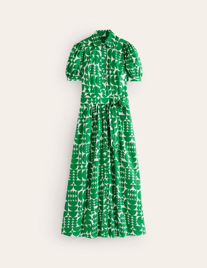 Alexa Maxi Shirt Dress-Green, Geometric Pop-7