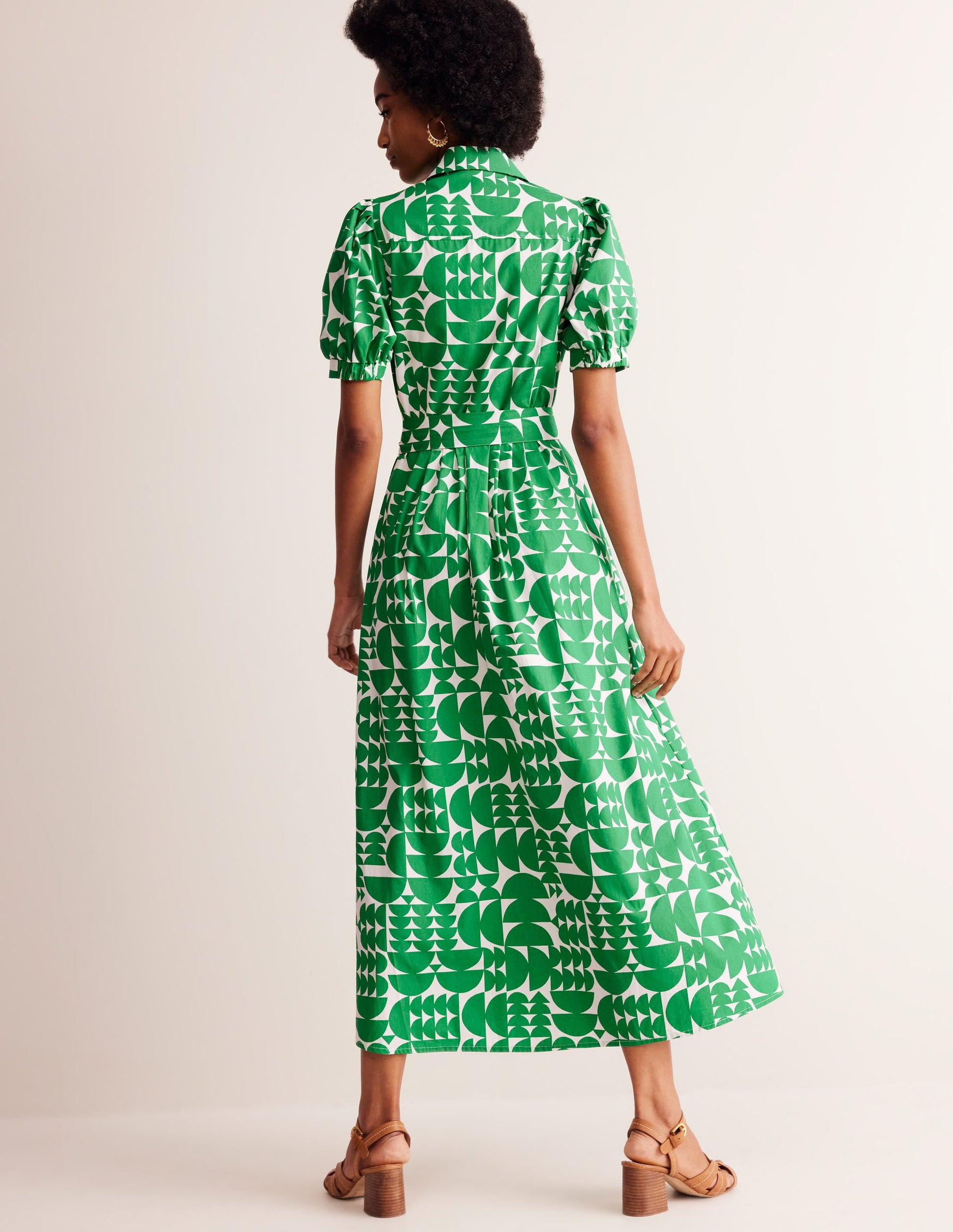 Alexa Maxi Shirt Dress-Green, Geometric Pop-3