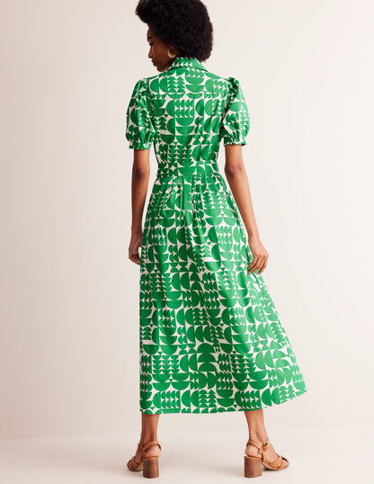 Alexa Maxi Shirt Dress-Green, Geometric Pop-3