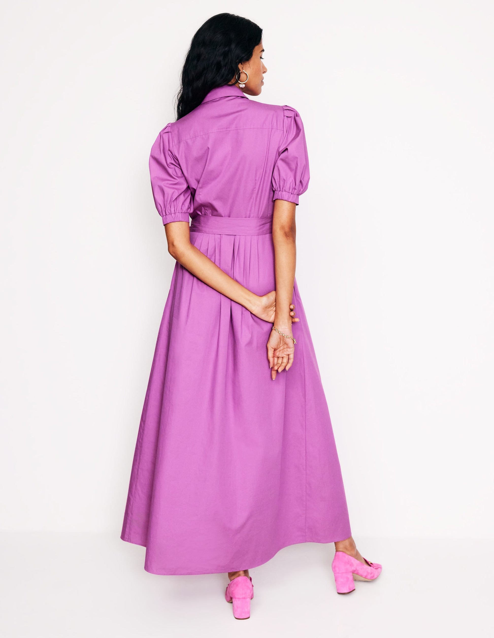 Alexa Maxi Shirt Dress-Foxglove-3
