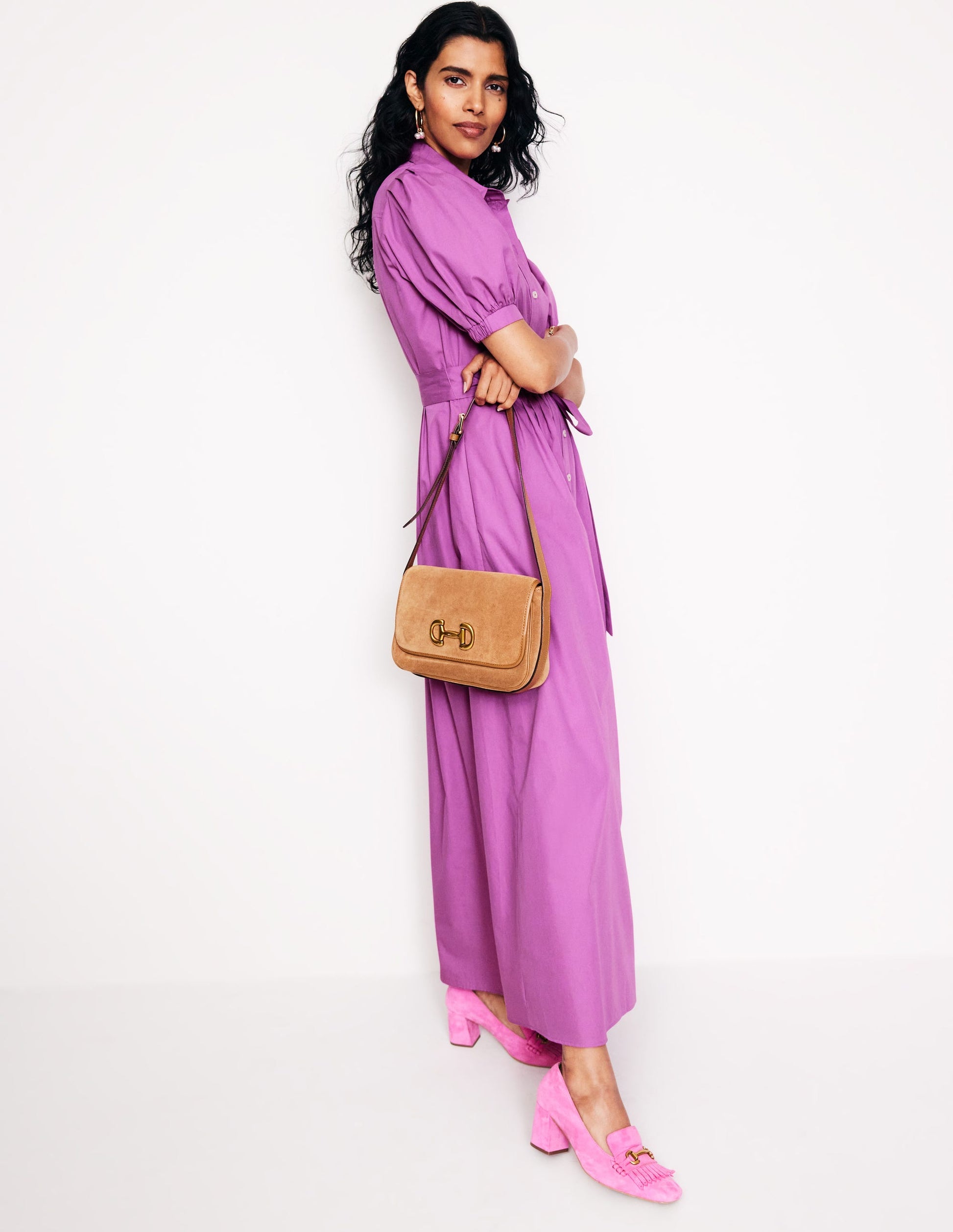 Alexa Maxi Shirt Dress-Foxglove-4