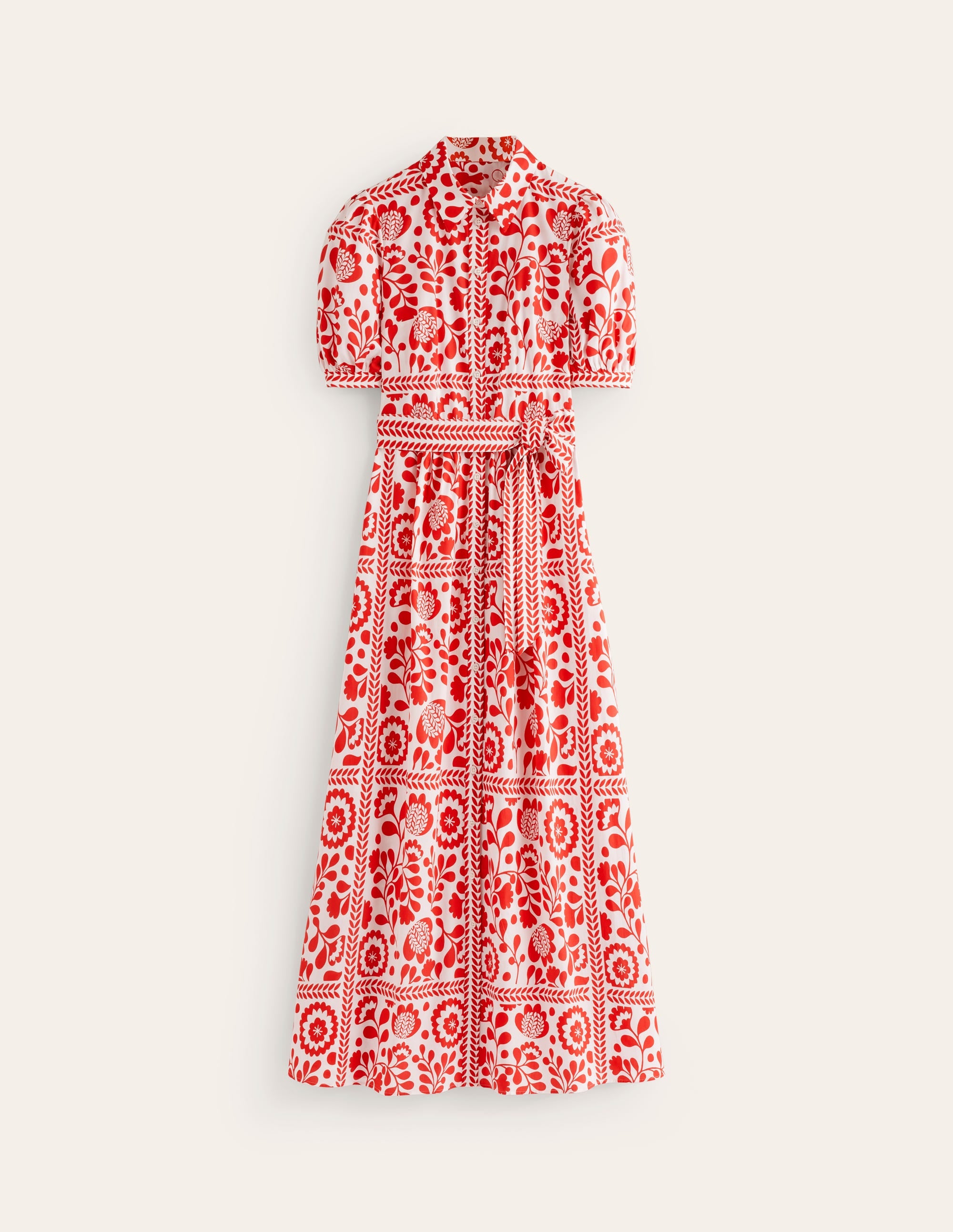 Alexa Maxi Shirt Dress-Rouge, Vine Tile - Image 6