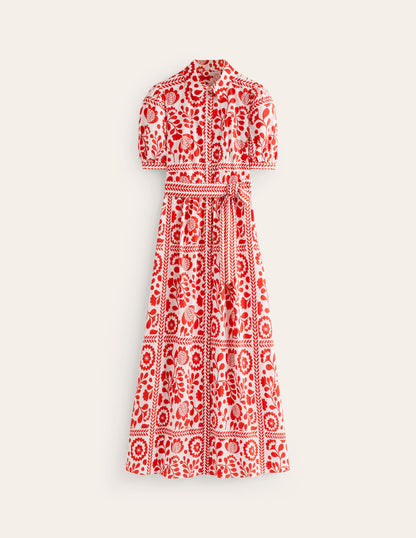 Alexa Maxi Shirt Dress-Rouge, Vine Tile-6