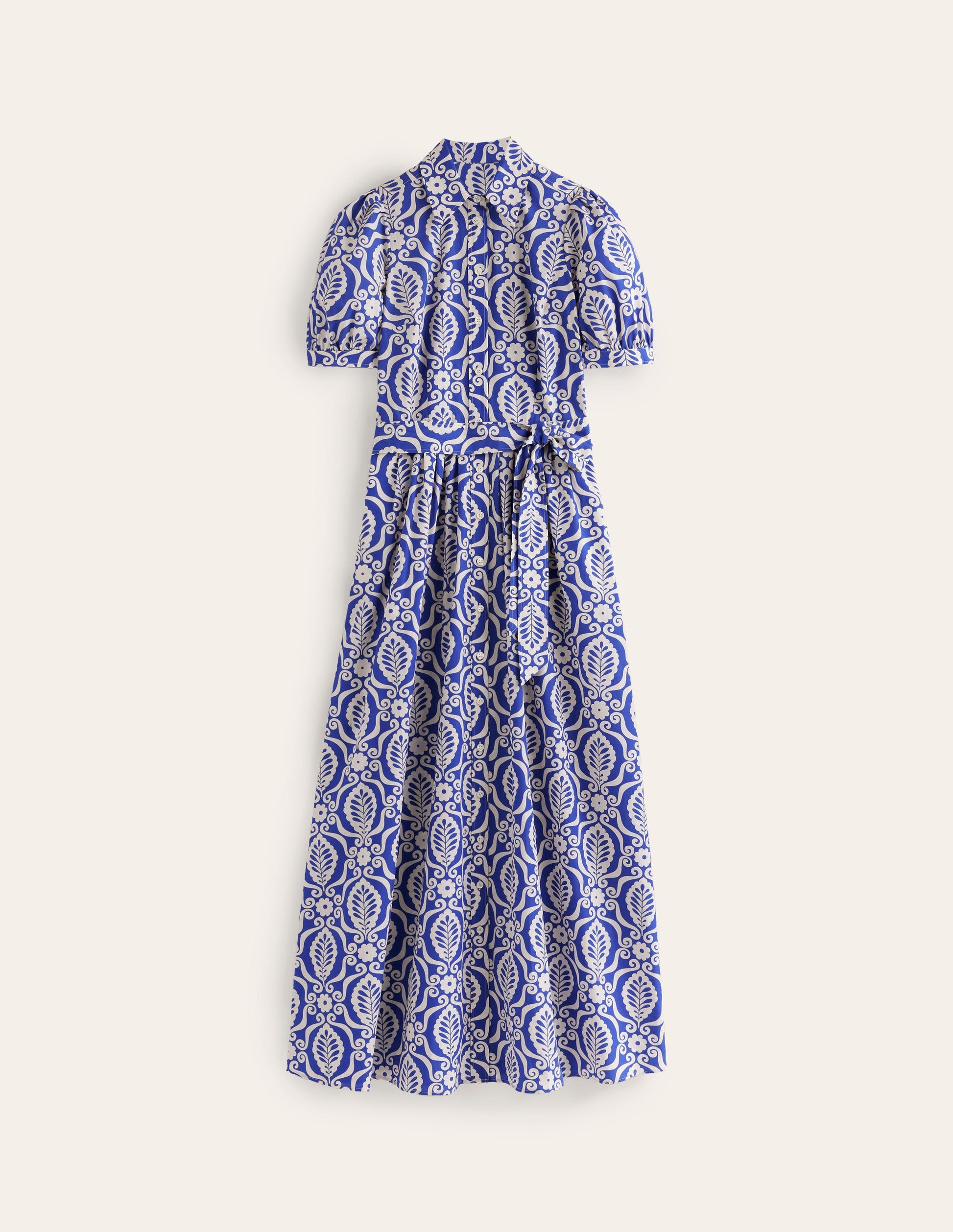 Alexa Maxi Shirt Dress-Mazarine Blue, Foliage Stamp-7