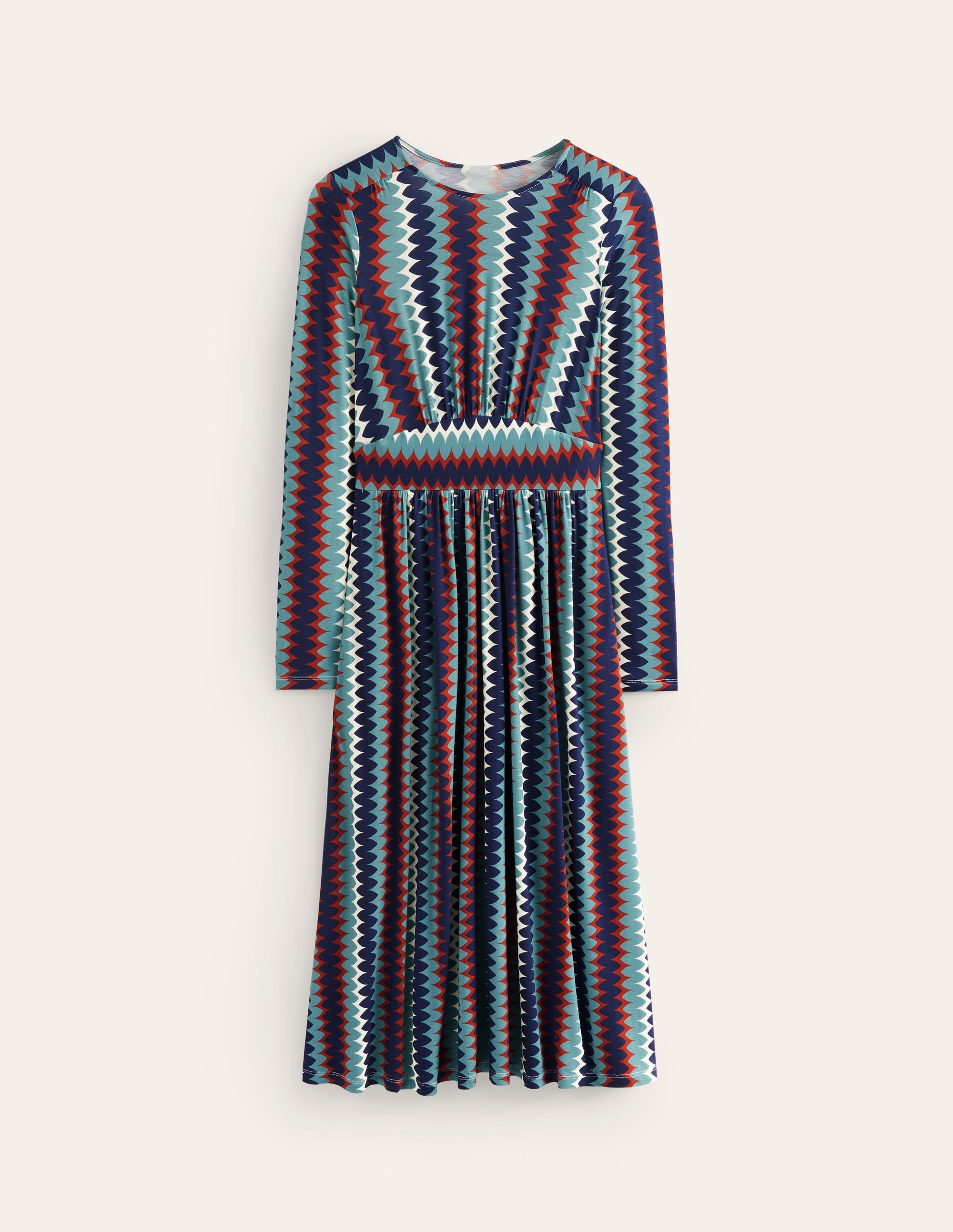 Thea Long Sleeve Jersey Dress-Multi, Chevron Charm - Image 6