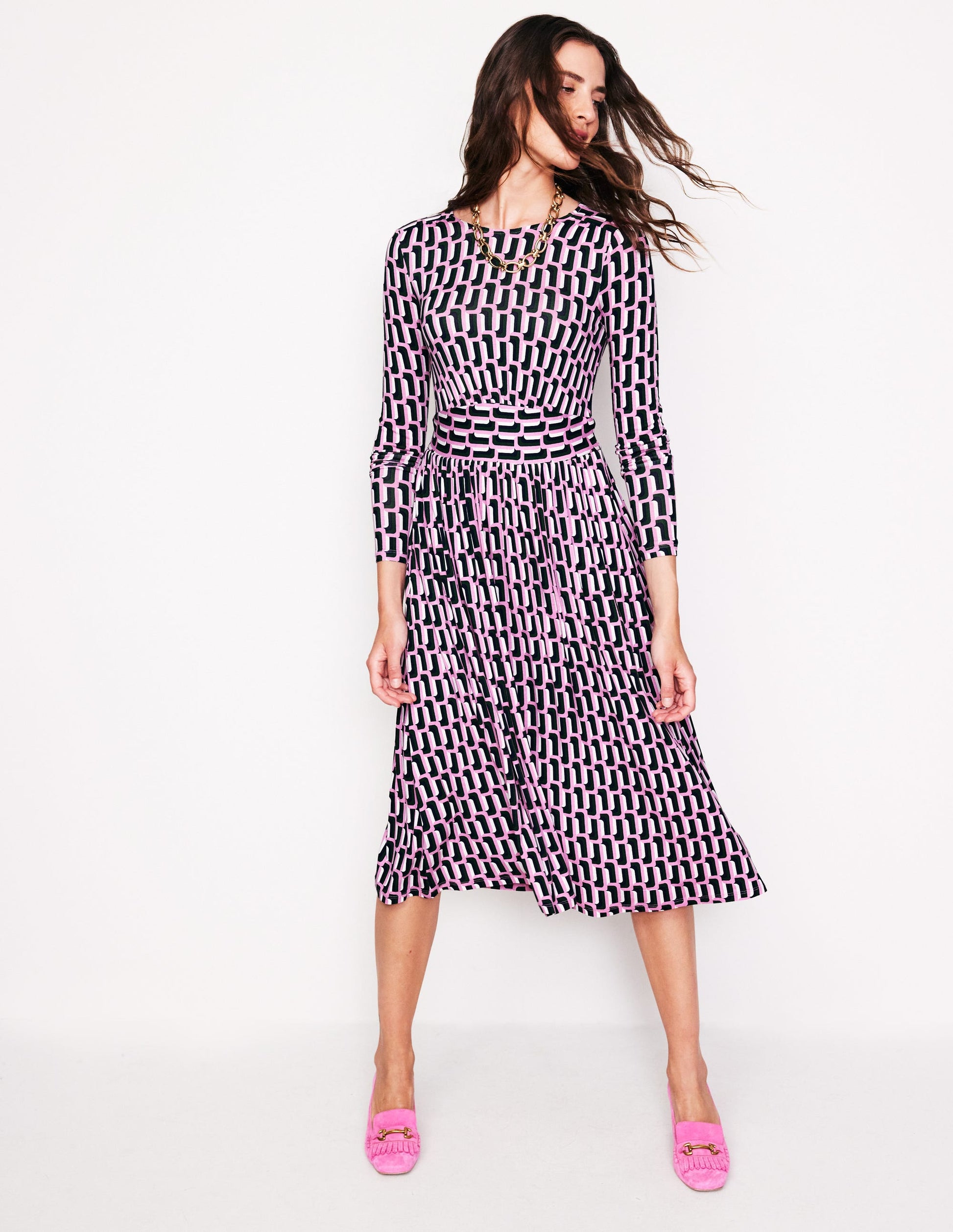 boden thea midi dress BODEN Thea Long Sleeve Midi Dress