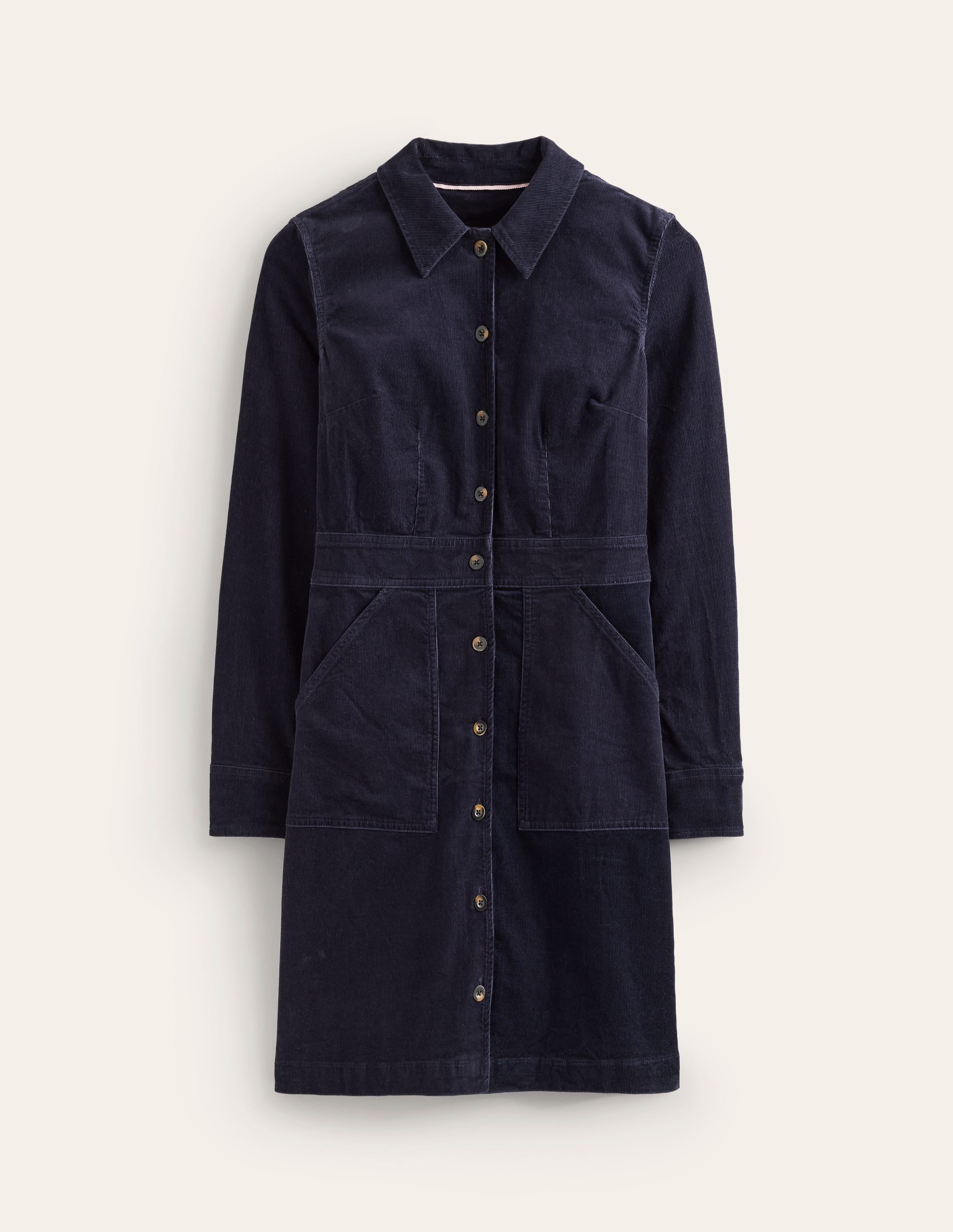 Flora Cord Shirt Dress-Navy - Image 5