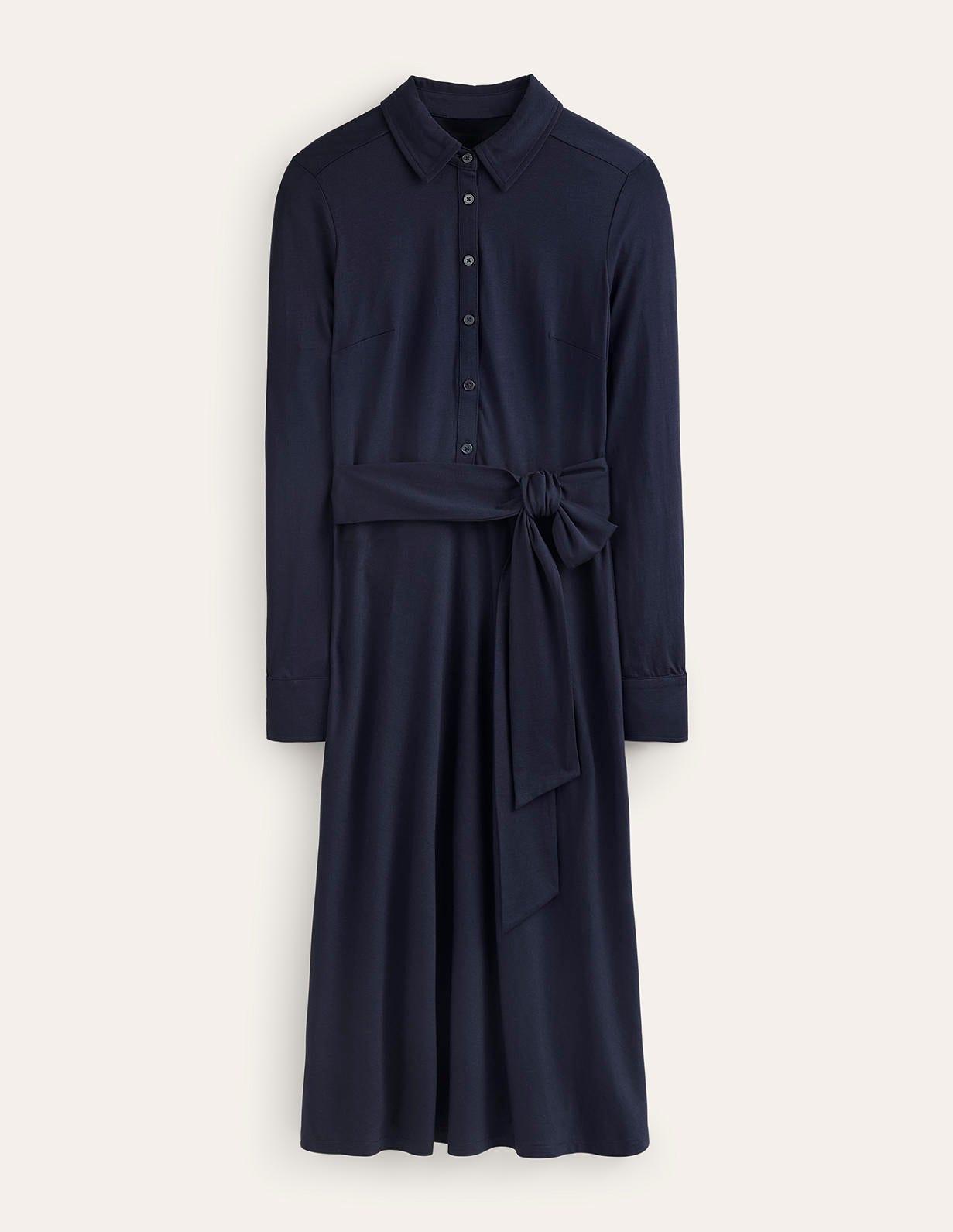 Laura Jersey Midi Shirt Dress-Navy-5