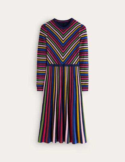 Maria Knitted Midi Dress-Multistripe-5