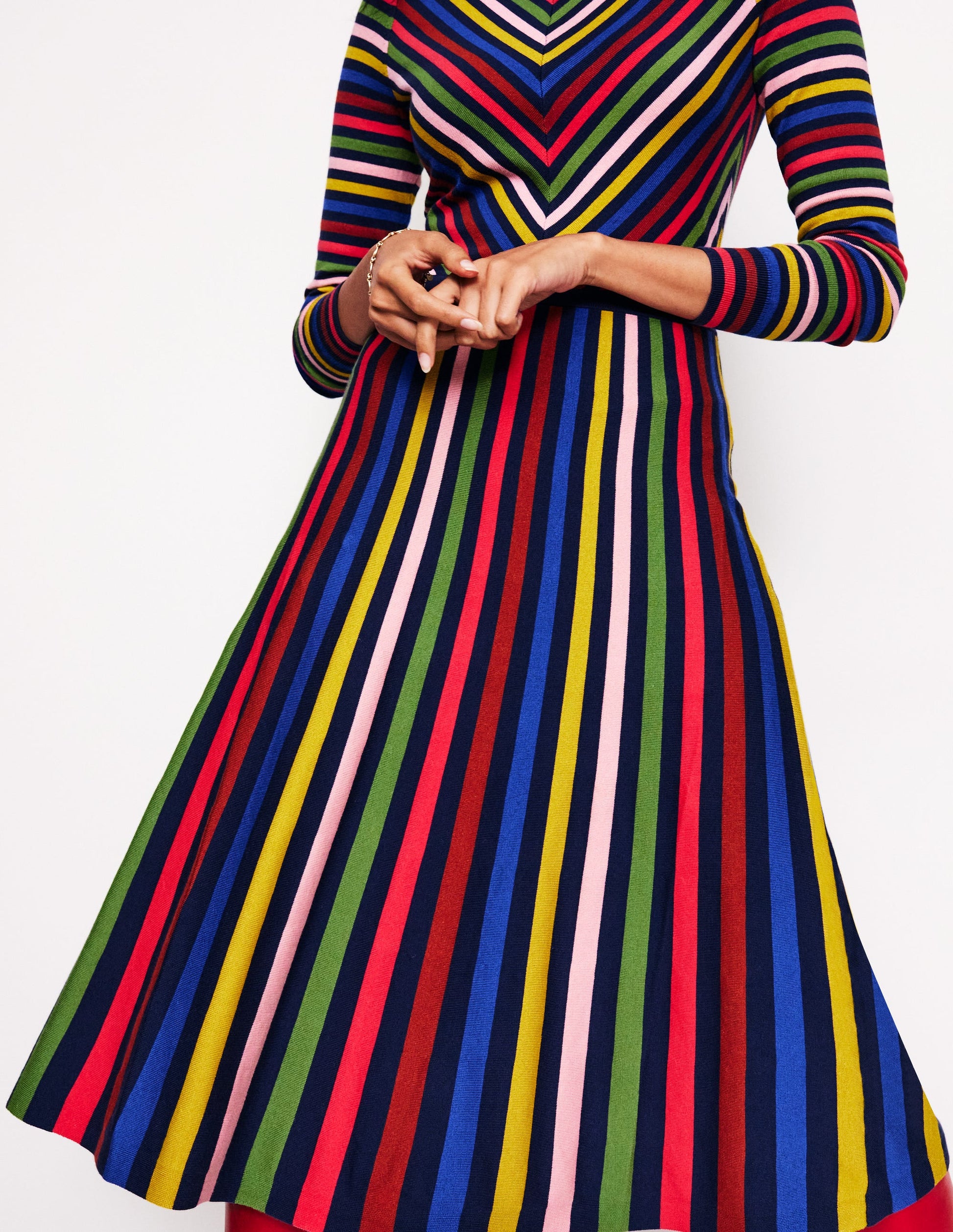 Maria Knitted Midi Dress-Multistripe | Boden AU Maria Knitted Midi Dress-Multistripe | Boden AU