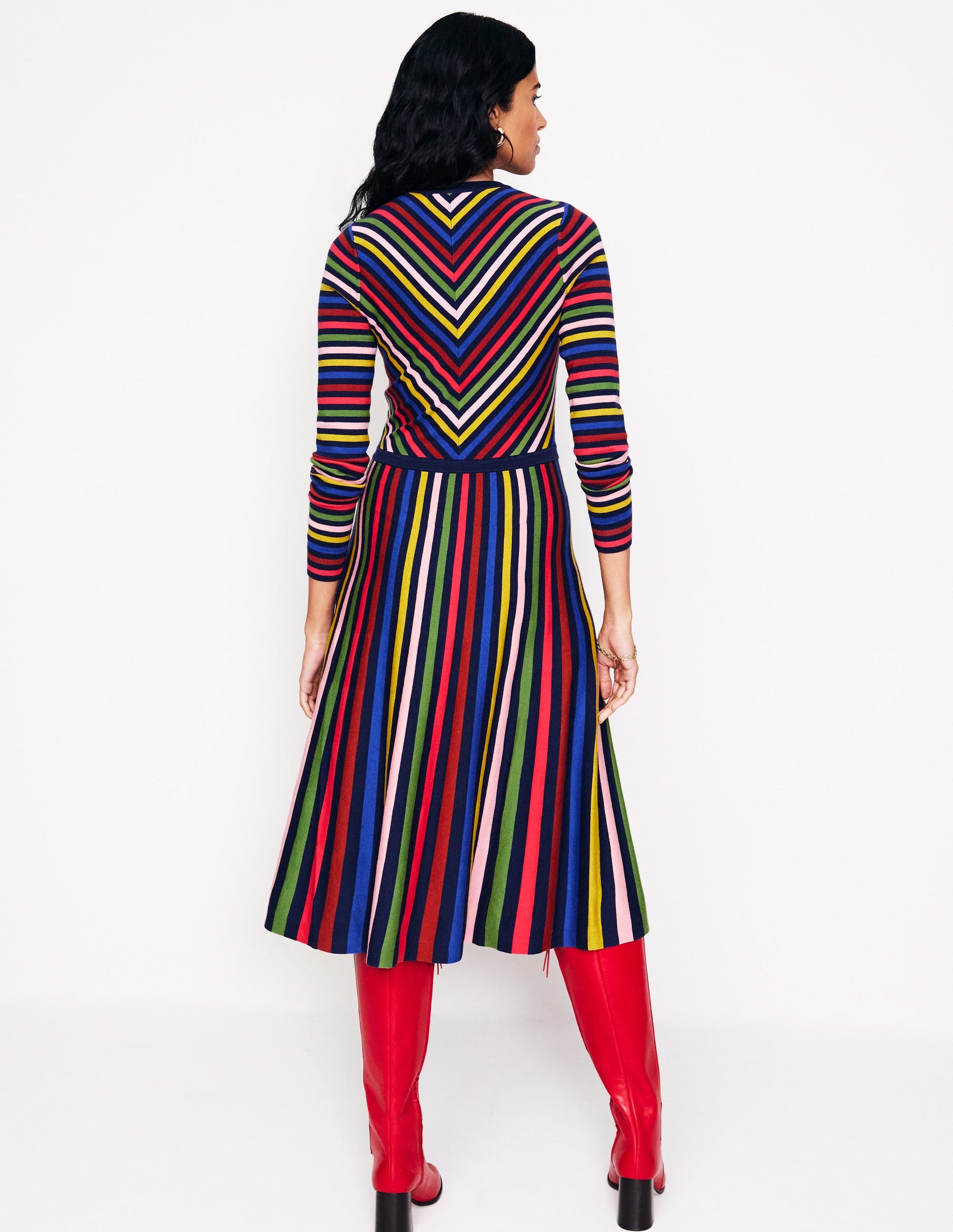 Maria Knitted Midi Dress-Multistripe-3
