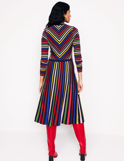 Maria Knitted Midi Dress-Multistripe-3