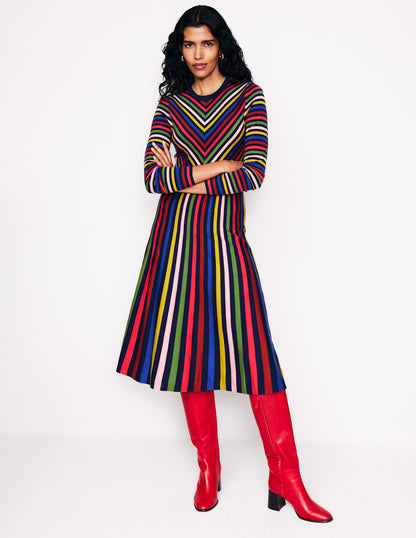 Maria Knitted Midi Dress-Multistripe-4