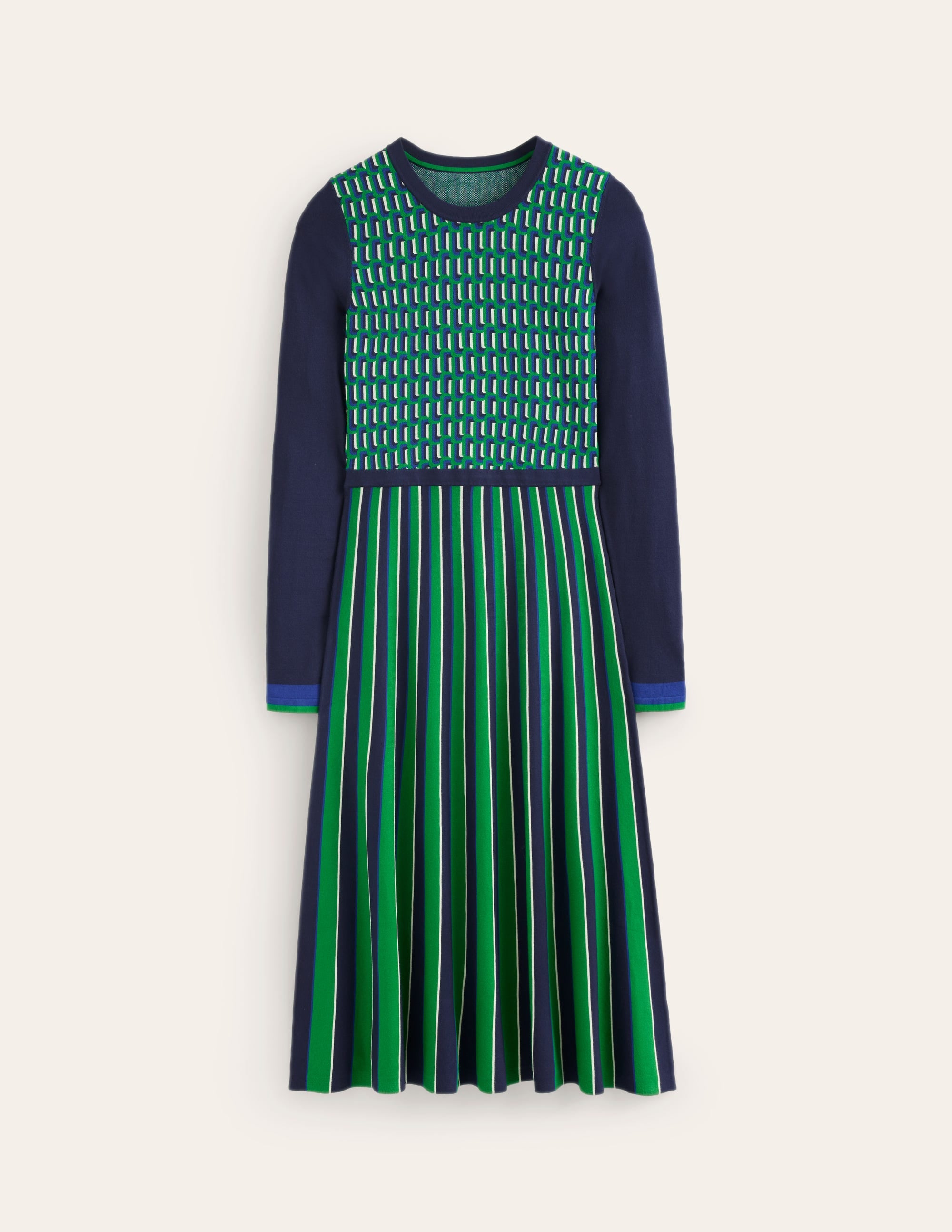Maria Jacquard Knitted Dress-Rich Emerald, Jacquard - Image 6