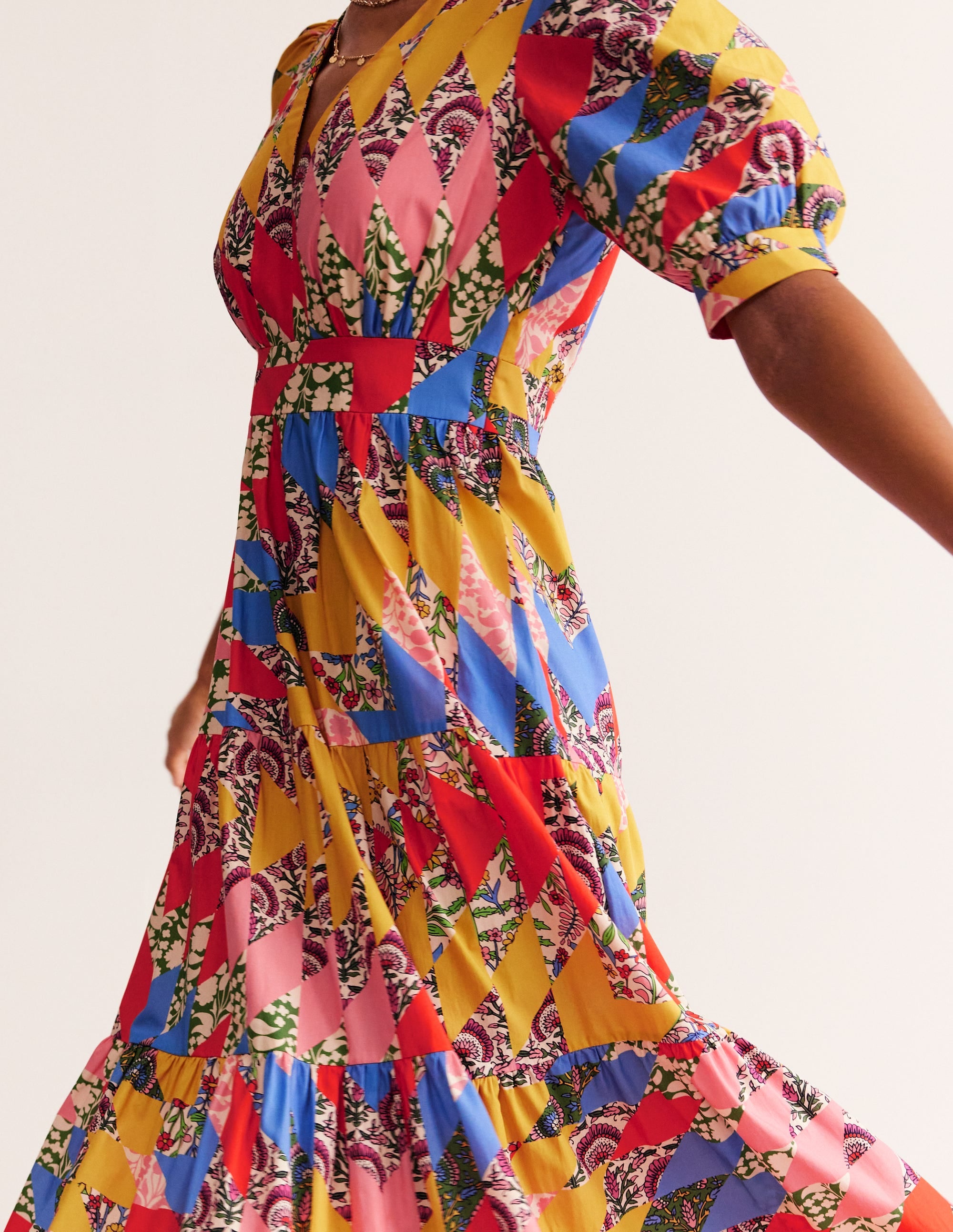 Bella Puff Sleeve Maxi Dress-Multi, Patchwork Floral - Image 2