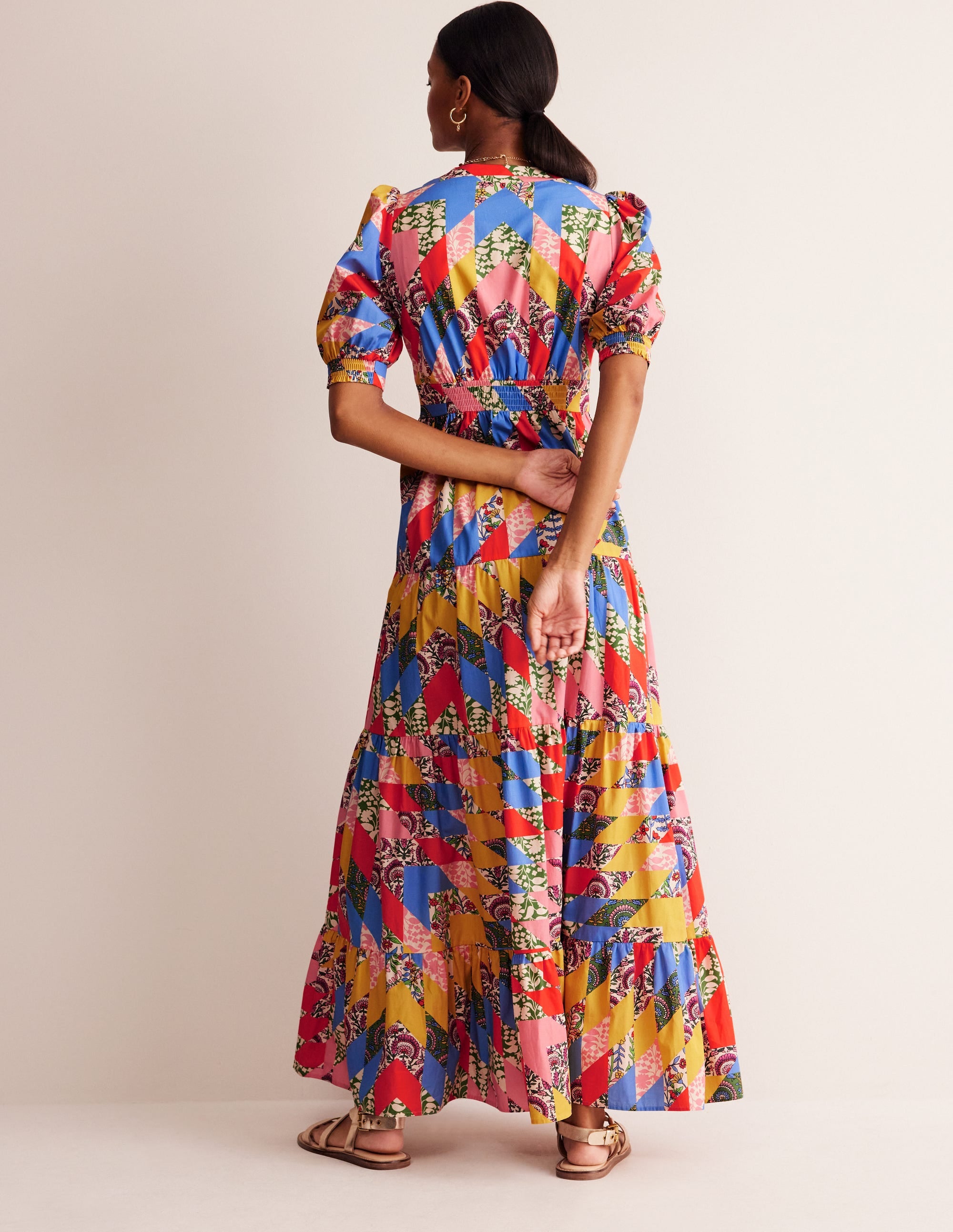 Bella Puff Sleeve Maxi Dress-Multi, Patchwork Floral - Image 3