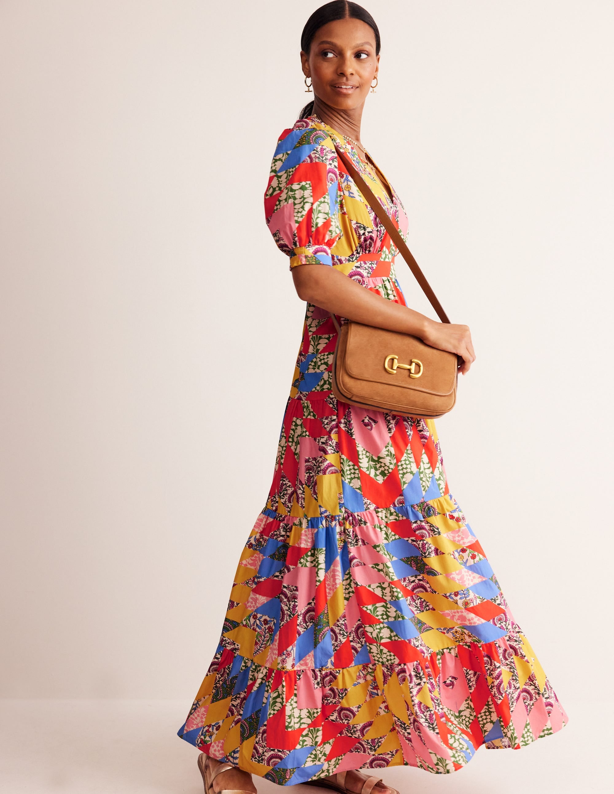 Bella Puff Sleeve Maxi Dress-Multi, Patchwork Floral - Image 4