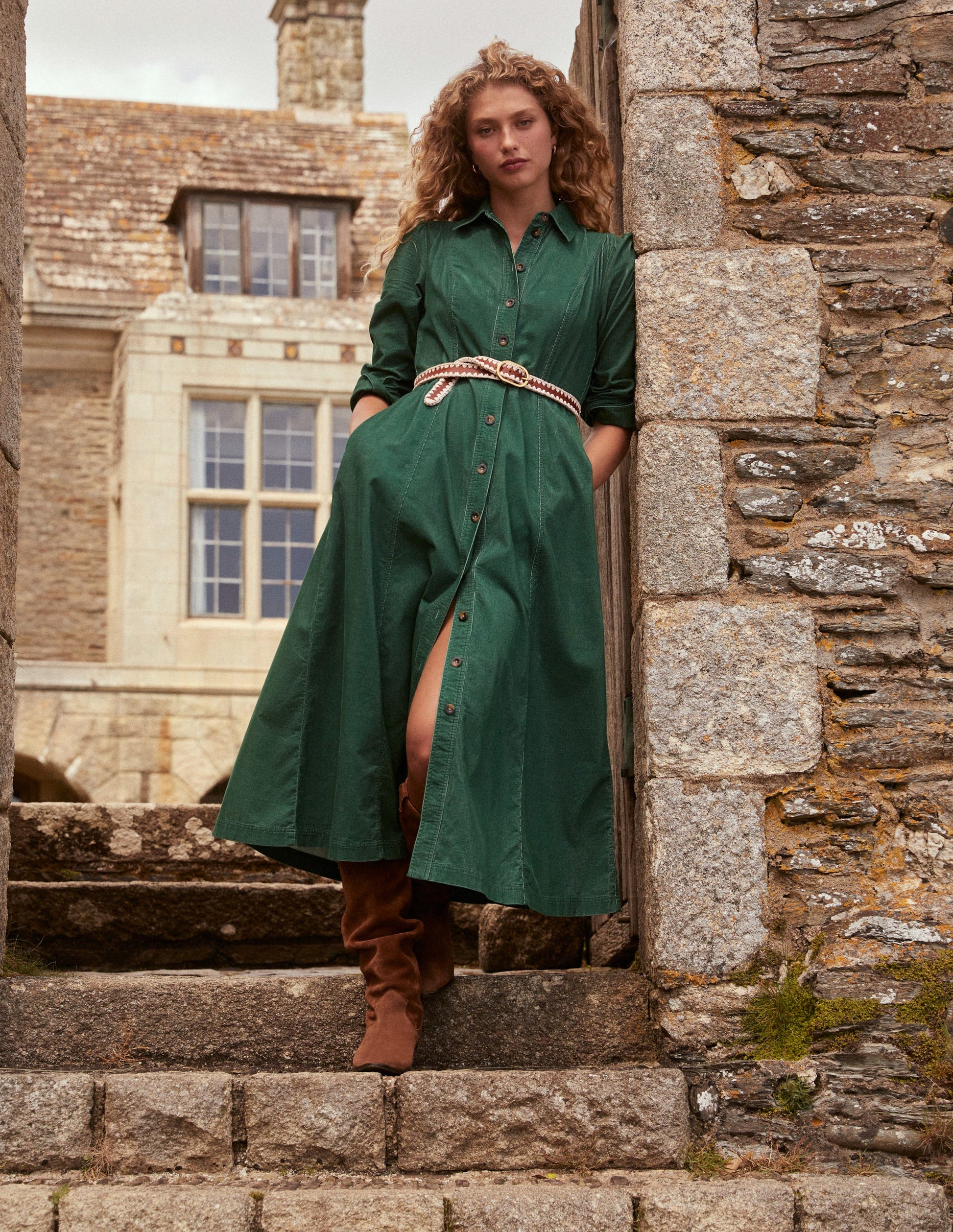 Aubrey Cord Midi Shirt Dress-Eden-8
