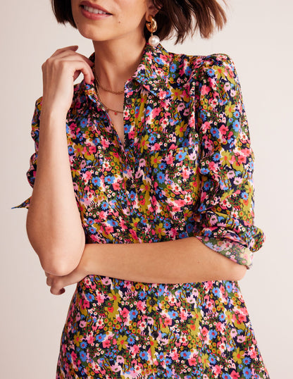 Pocket Detail Shirt Dress-Kale, Meadow Pop-2