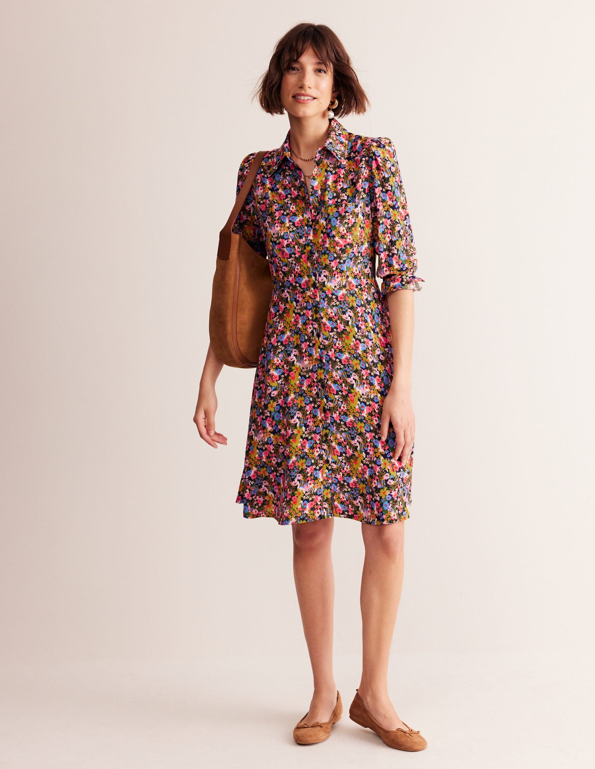 Pocket Detail Shirt Dress-Kale, Meadow Pop-4