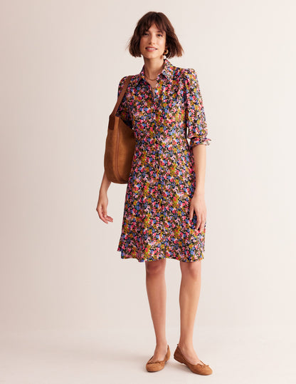 Pocket Detail Shirt Dress-Kale, Meadow Pop-4