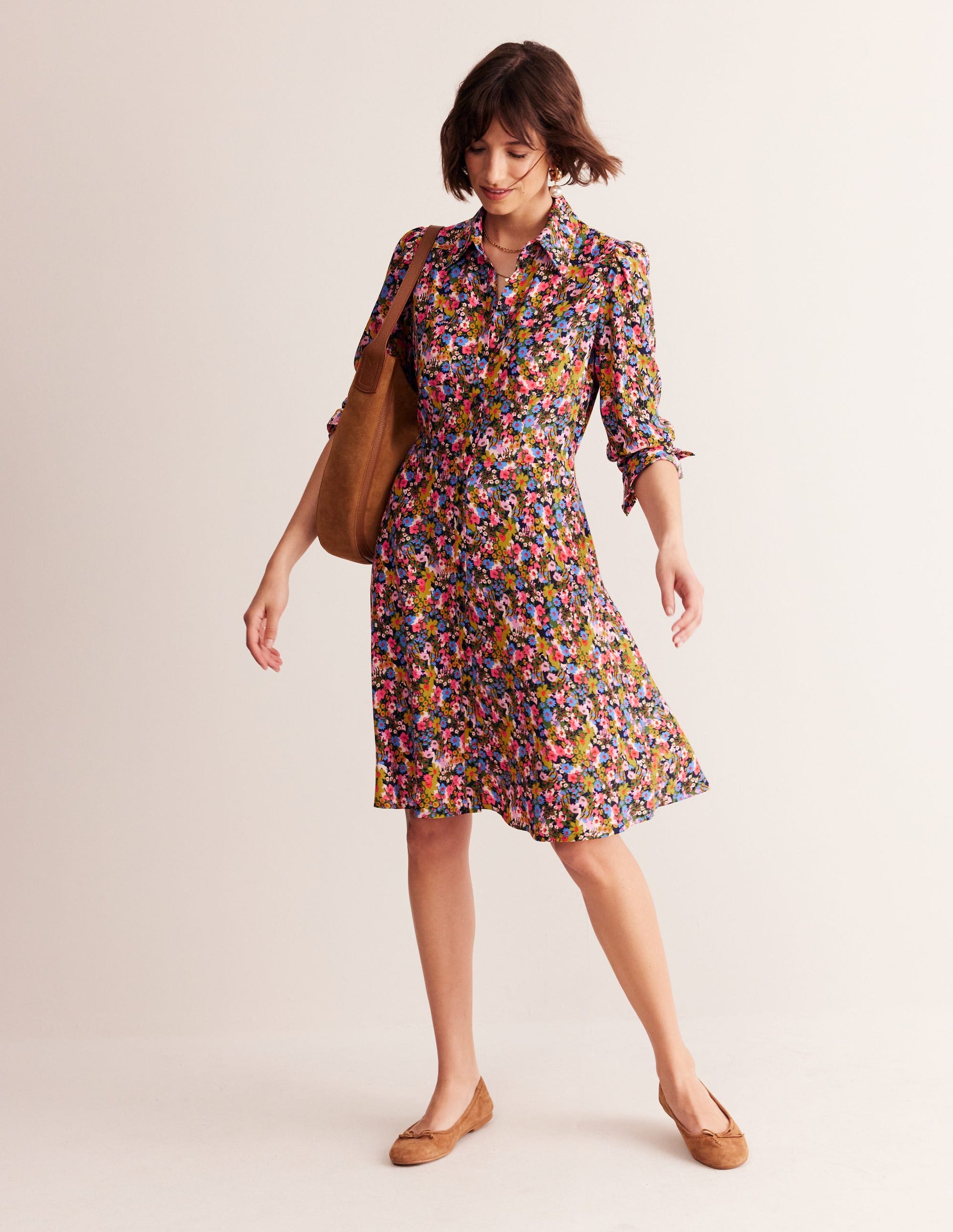 Pocket Detail Shirt Dress-Kale, Meadow Pop-5