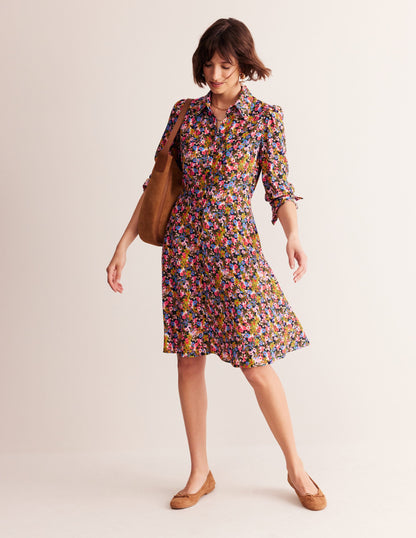 Pocket Detail Shirt Dress-Kale, Meadow Pop-5