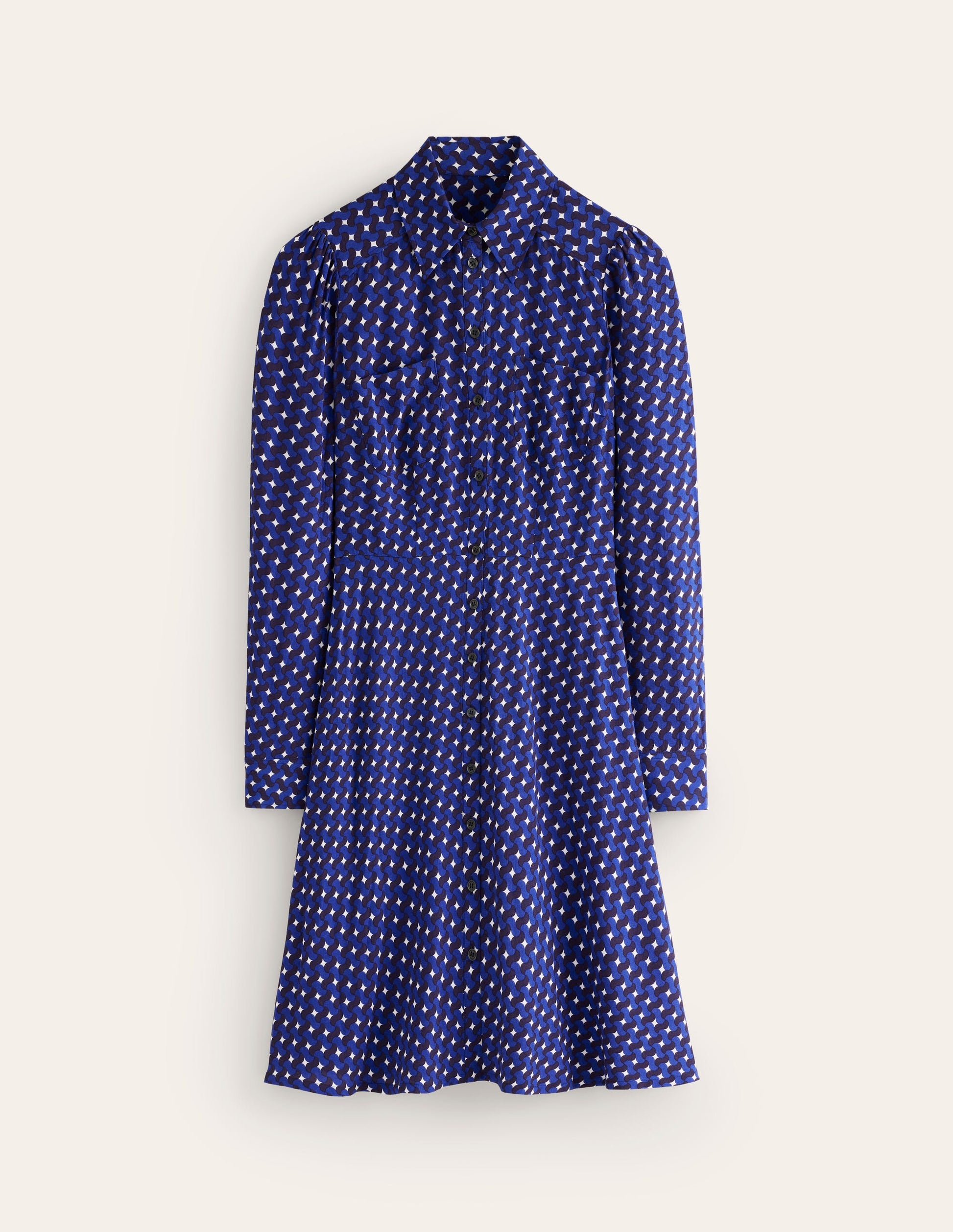 Pocket Detail Shirt Dress-Mazarine Blue, Terrace Swirl-6