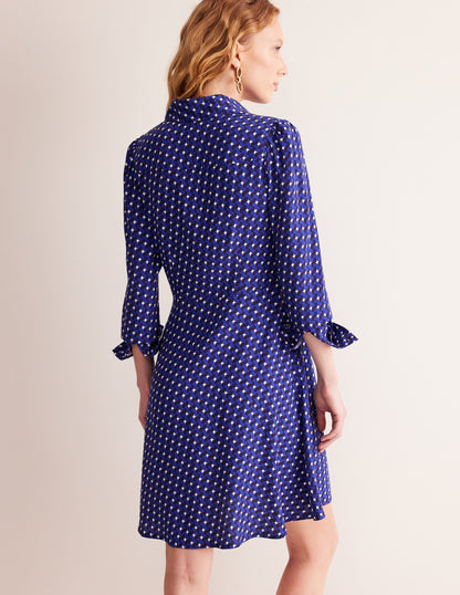 Pocket Detail Shirt Dress-Mazarine Blue, Terrace Swirl-3