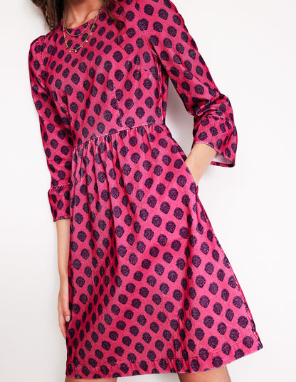 Ora Short Cord Dress-Cherry Jam, Ornate Stamp-2