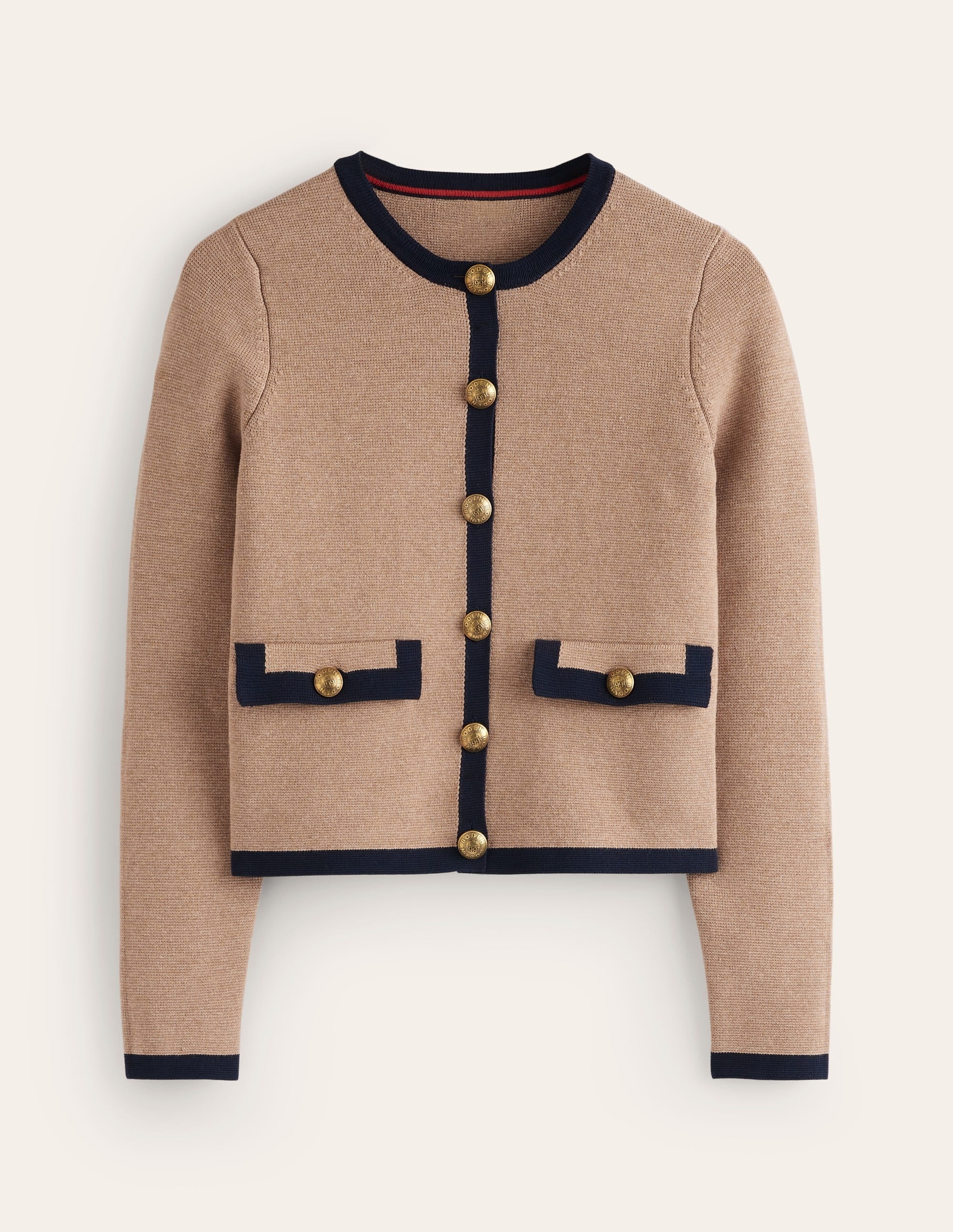 Holly Knitted Jacket-Camel, Navy - Image 6