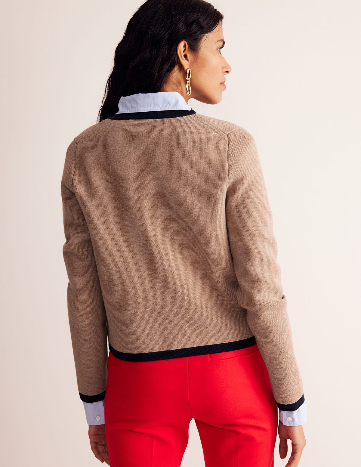 Holly Knitted Jacket-Camel, Navy - Image 3