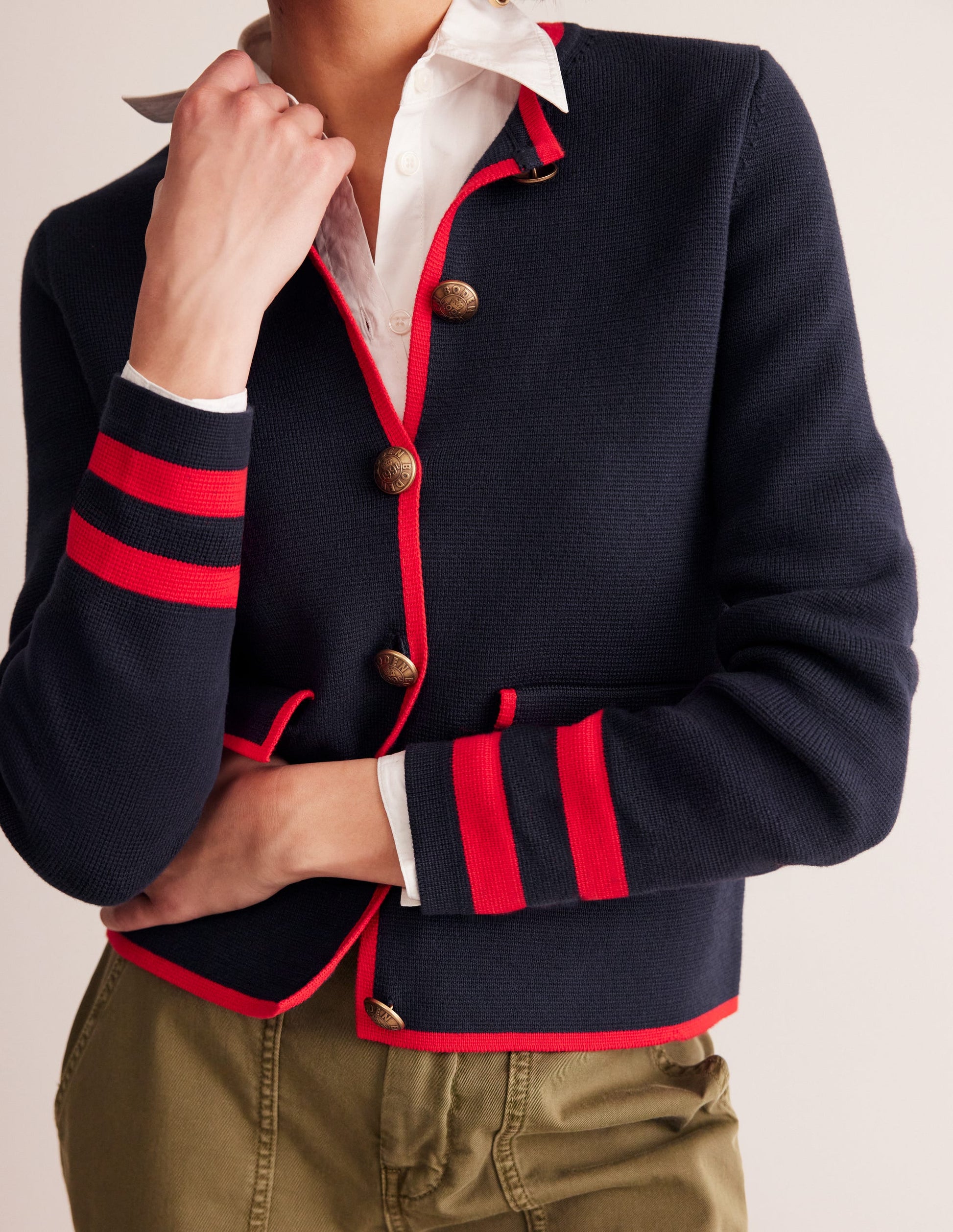 Holly Knitted Jacket-Navy, Rouge Red-2