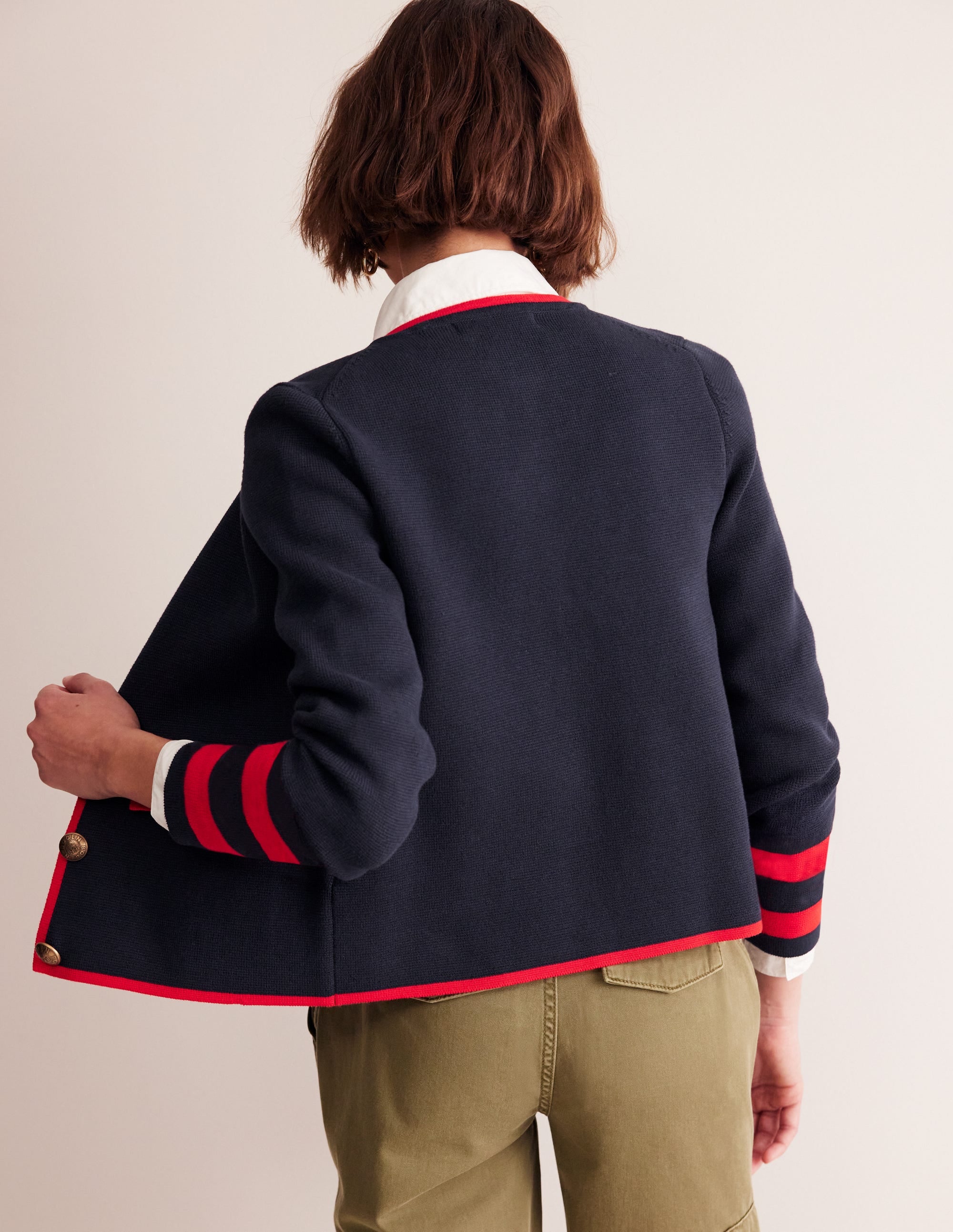 Holly Knitted Jacket-Navy, Rouge Red - Image 3